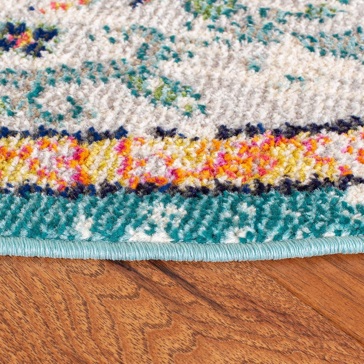 image:imageSAFAVIEH Area Rug 8x10 Madison Collection Large Ivory amp Orange Boho Chic Medallion Distressed Design NonShedding amp Easy Cleaning Ideal for Living Room Bedroom Dining Space MAD447AGreyLight Blue