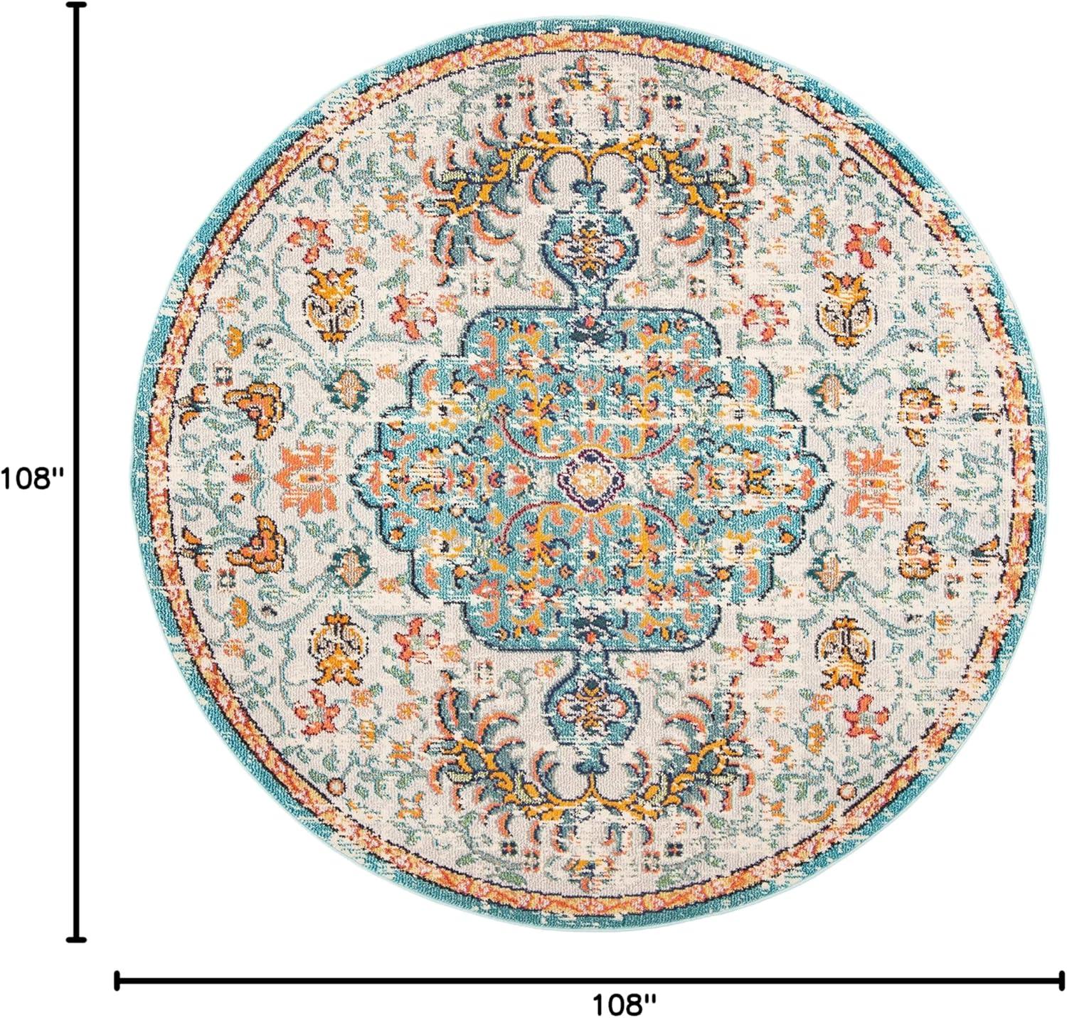 image:imageSAFAVIEH Area Rug 8x10 Madison Collection Large Ivory amp Orange Boho Chic Medallion Distressed Design NonShedding amp Easy Cleaning Ideal for Living Room Bedroom Dining Space MAD447AGreyLight Blue