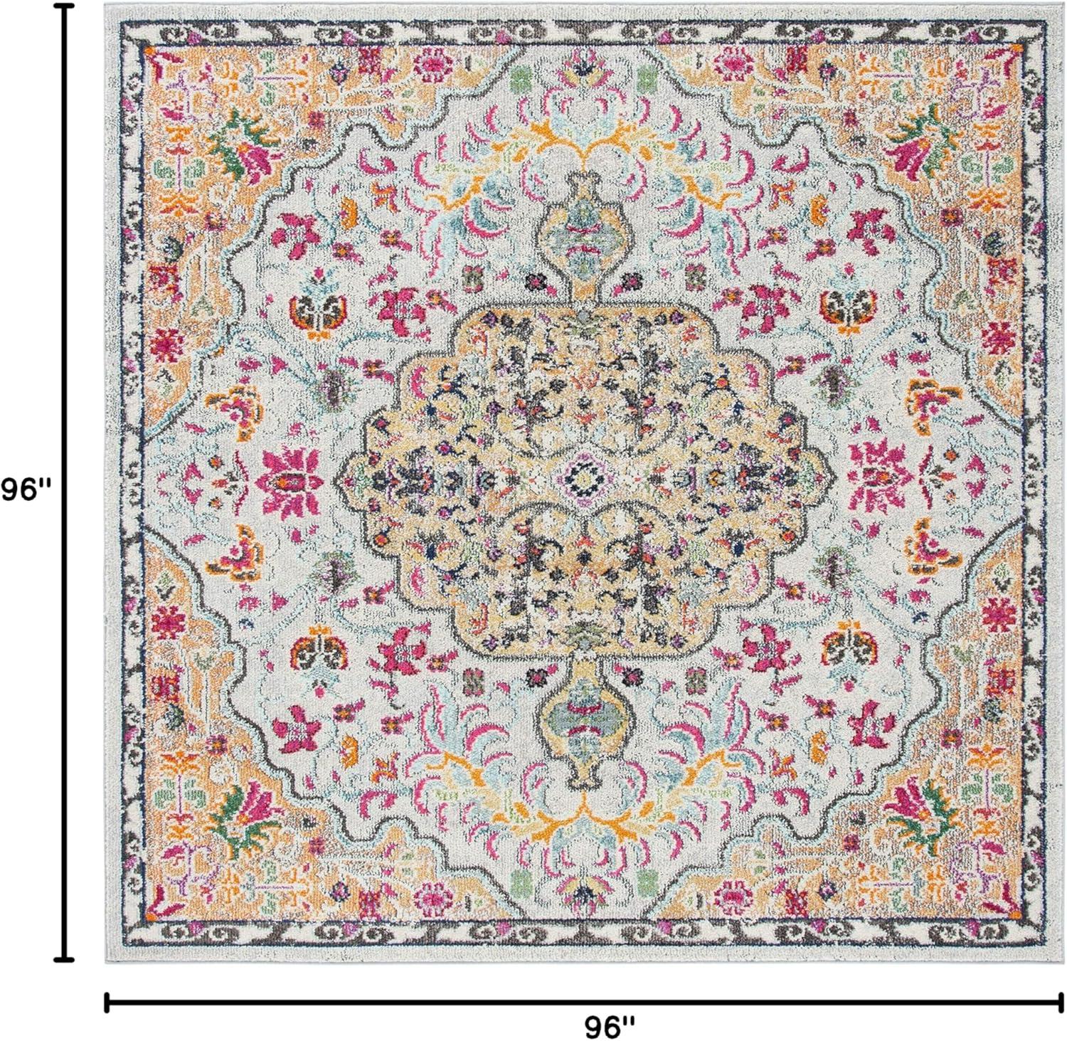 image:imageSAFAVIEH Area Rug 8x10 Madison Collection Large Ivory amp Orange Boho Chic Medallion Distressed Design NonShedding amp Easy Cleaning Ideal for Living Room Bedroom Dining Space MAD447AGreyGold
