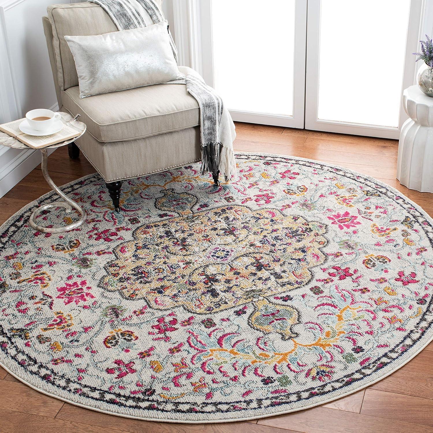 image:imageSAFAVIEH Area Rug 8x10 Madison Collection Large Ivory amp Orange Boho Chic Medallion Distressed Design NonShedding amp Easy Cleaning Ideal for Living Room Bedroom Dining Space MAD447AGreyGold