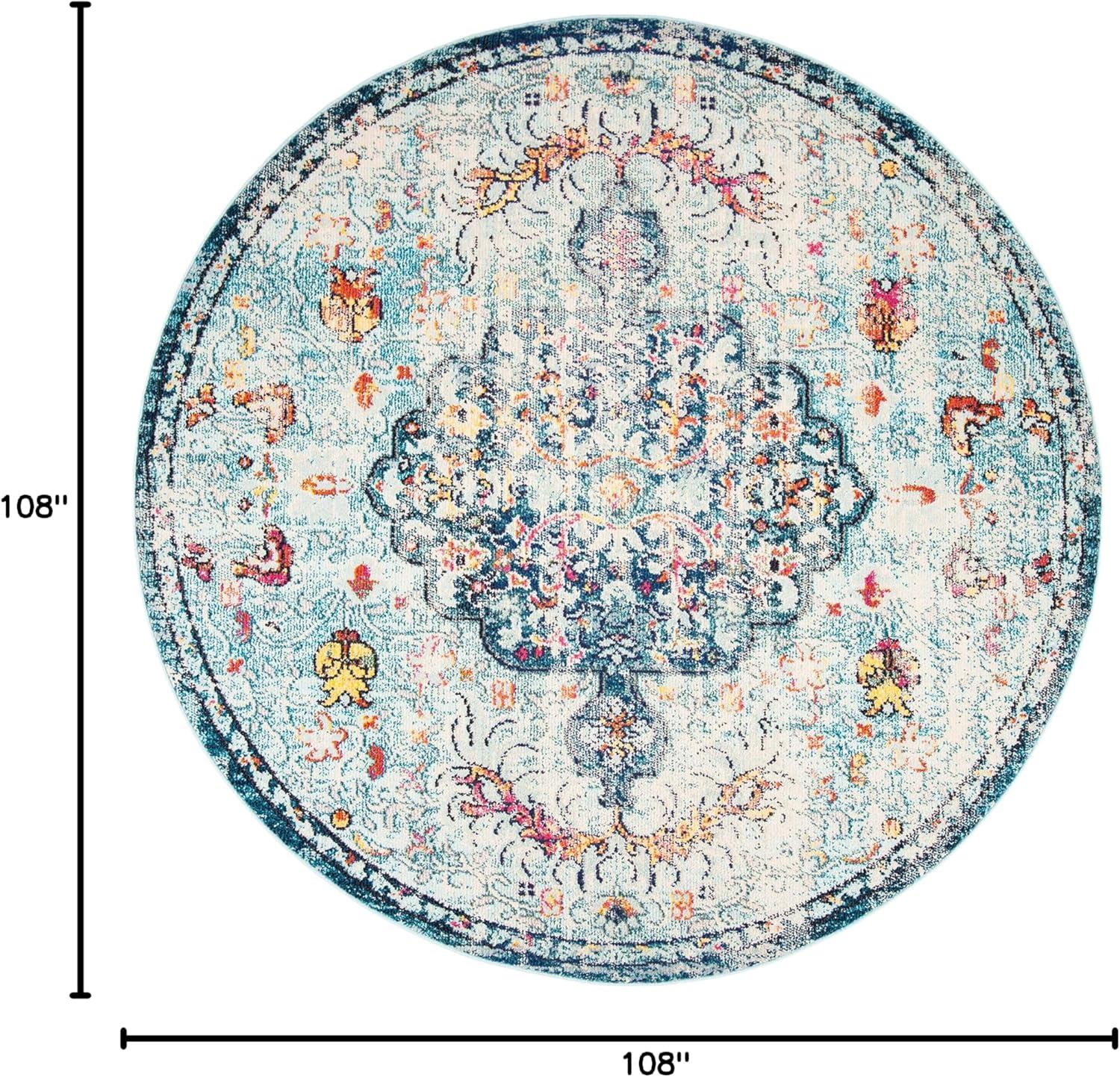 image:imageSAFAVIEH Area Rug 8x10 Madison Collection Large Ivory amp Orange Boho Chic Medallion Distressed Design NonShedding amp Easy Cleaning Ideal for Living Room Bedroom Dining Space MAD447ANavyLight Blue