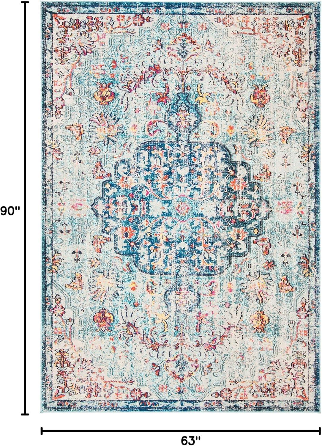 image:imageSAFAVIEH Area Rug 8x10 Madison Collection Large Ivory amp Orange Boho Chic Medallion Distressed Design NonShedding amp Easy Cleaning Ideal for Living Room Bedroom Dining Space MAD447ANavyLight Blue