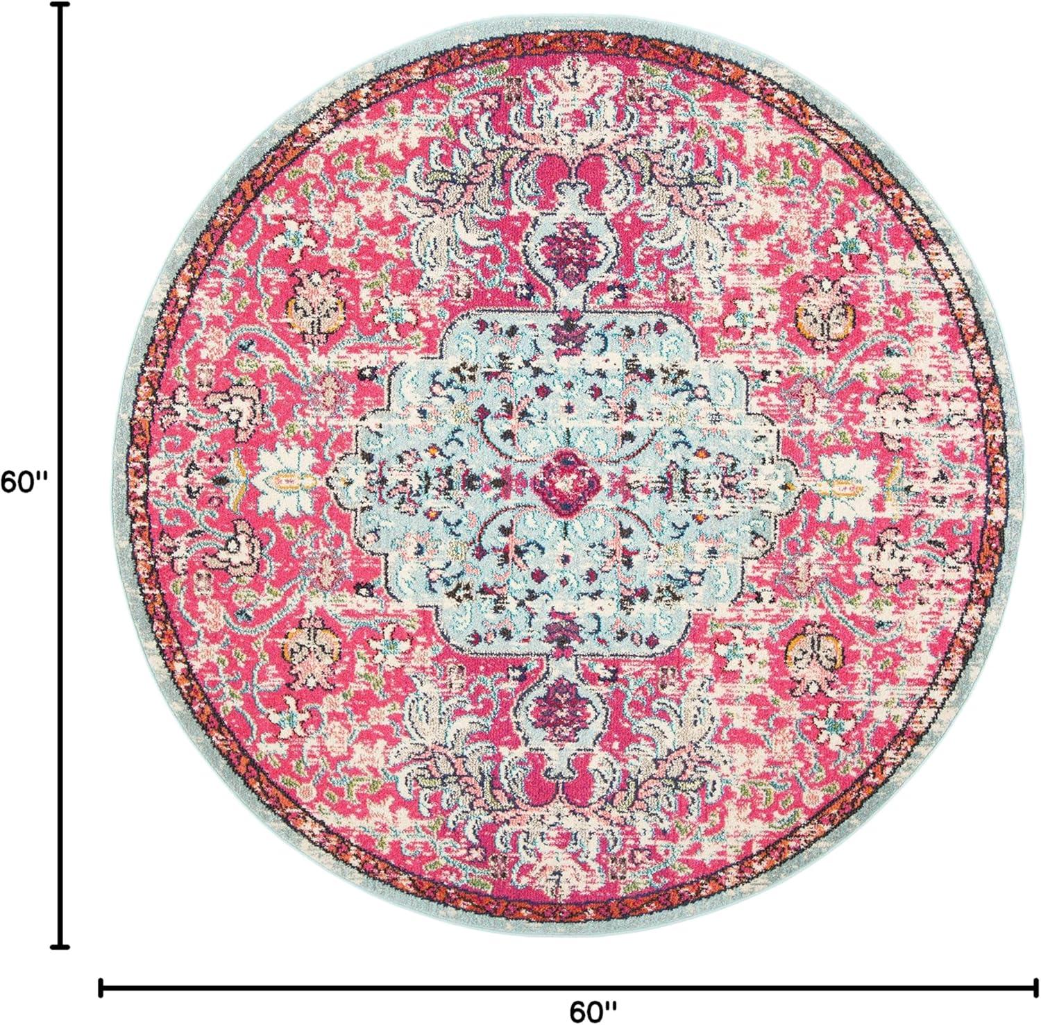 image:imageSAFAVIEH Area Rug 8x10 Madison Collection Large Ivory amp Orange Boho Chic Medallion Distressed Design NonShedding amp Easy Cleaning Ideal for Living Room Bedroom Dining Space MAD447AFuchsiaTeal