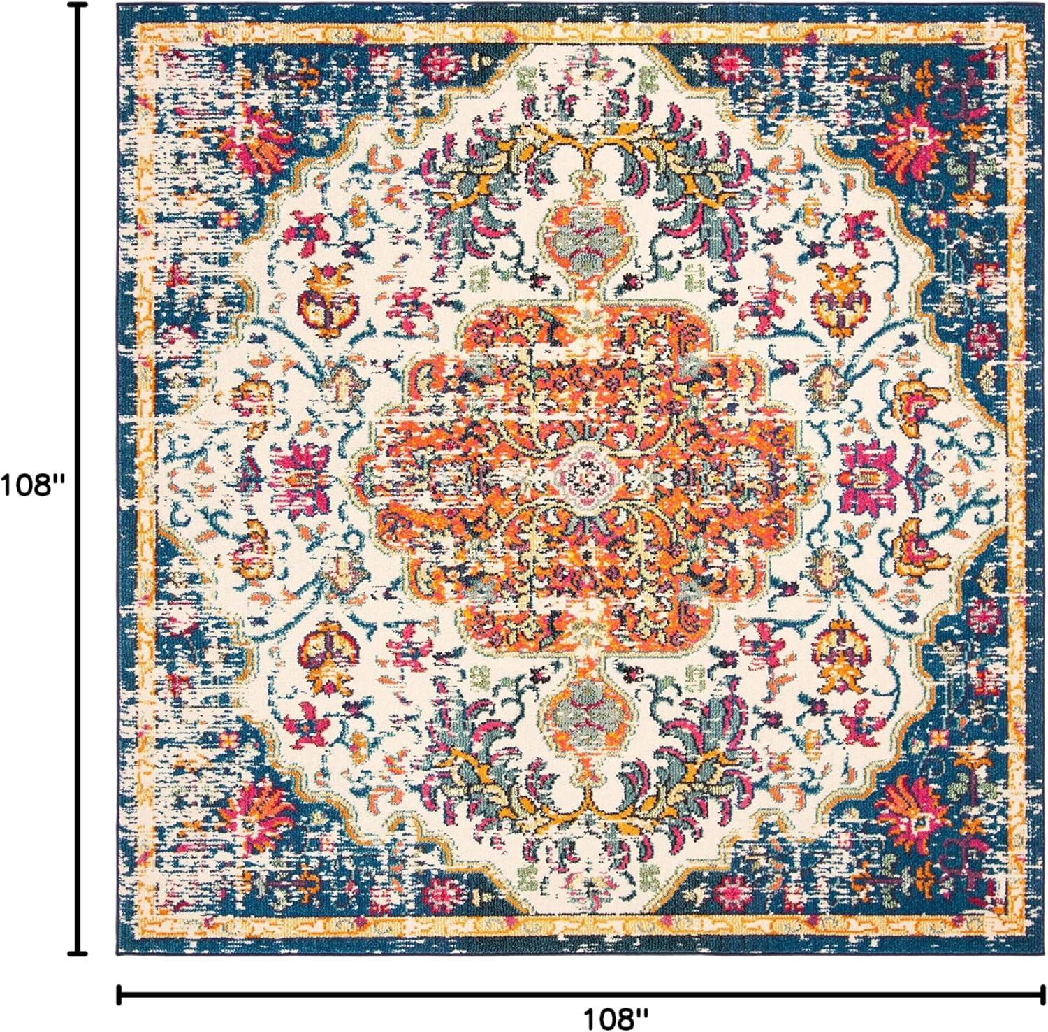 image:imageSAFAVIEH Area Rug 8x10 Madison Collection Large Ivory amp Orange Boho Chic Medallion Distressed Design NonShedding amp Easy Cleaning Ideal for Living Room Bedroom Dining Space MAD447AIvoryOrange