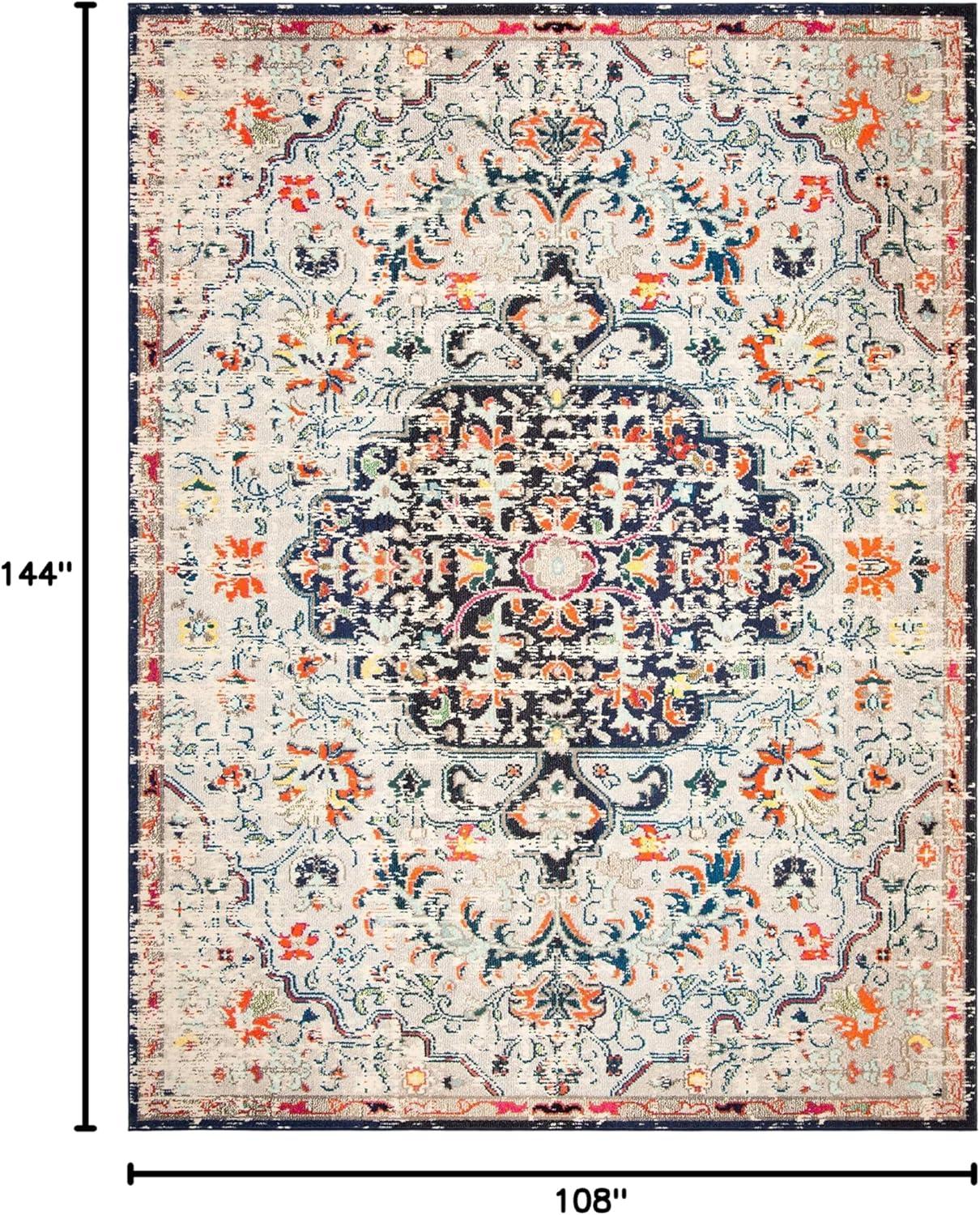 image:imageSAFAVIEH Area Rug 8x10 Madison Collection Large Ivory amp Orange Boho Chic Medallion Distressed Design NonShedding amp Easy Cleaning Ideal for Living Room Bedroom Dining Space MAD447ABeigeBlack