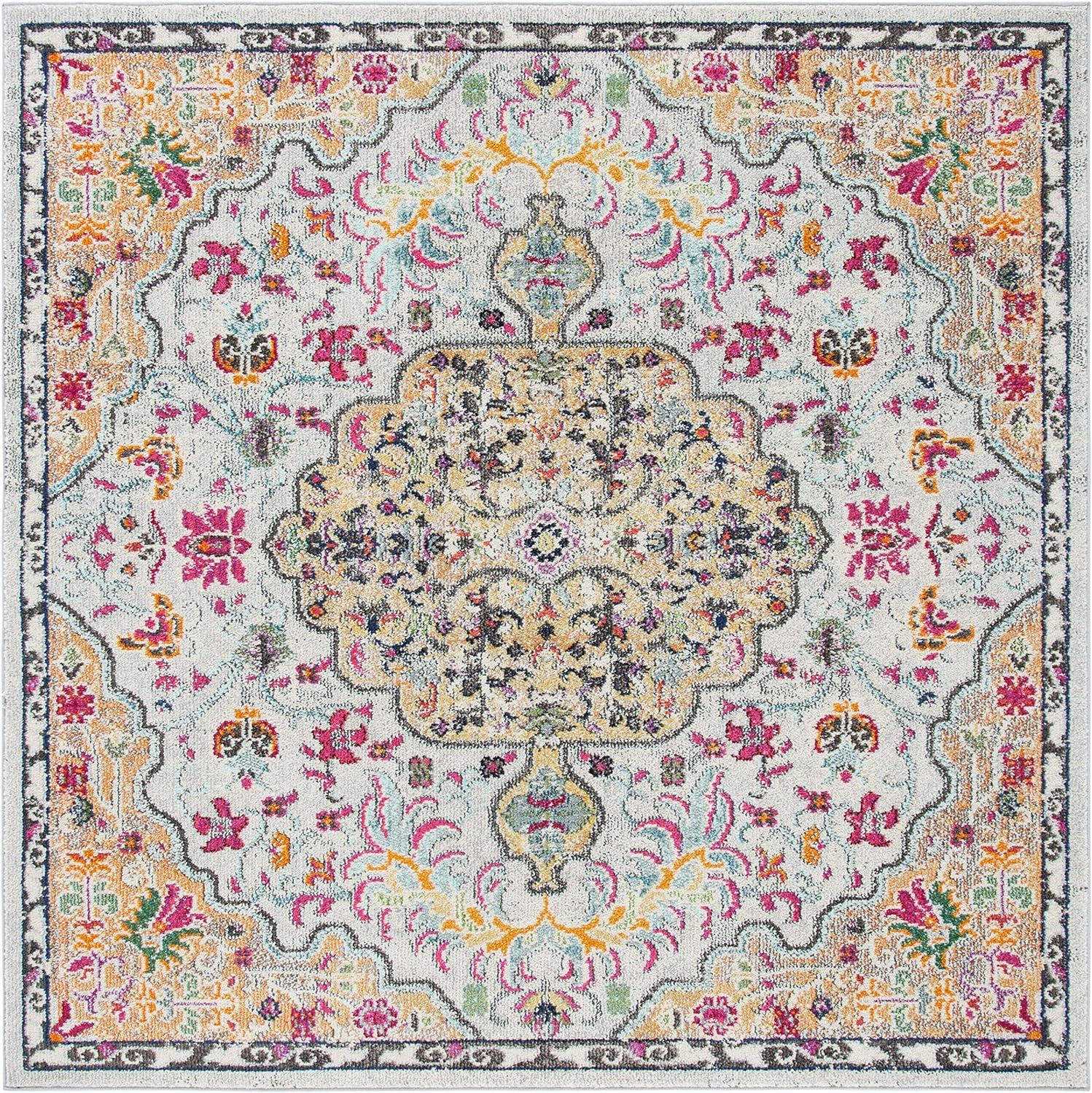 image:imageSAFAVIEH Area Rug 8x10 Madison Collection Large Ivory amp Orange Boho Chic Medallion Distressed Design NonShedding amp Easy Cleaning Ideal for Living Room Bedroom Dining Space MAD447AGreyGold