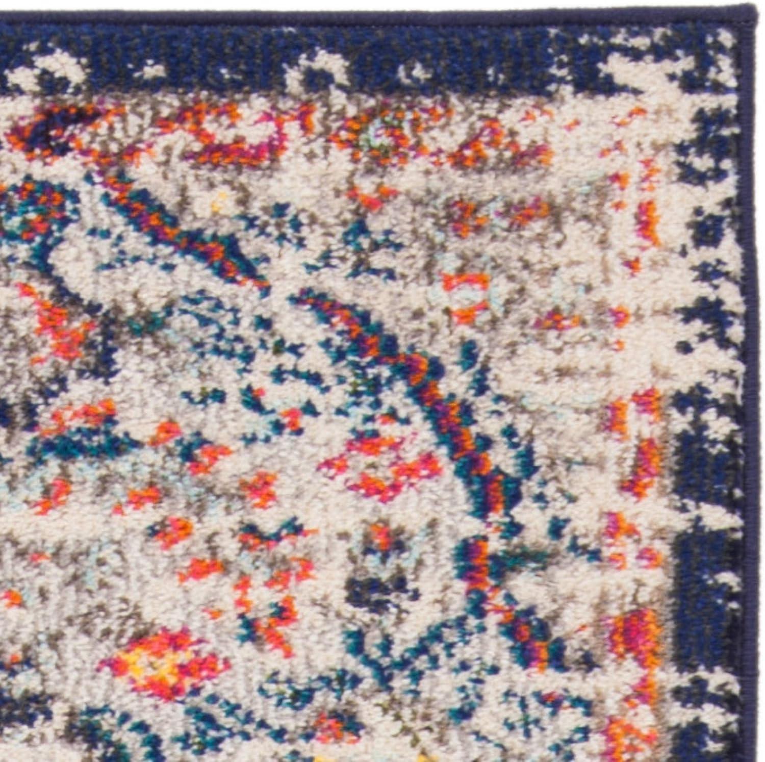 image:imageSAFAVIEH Area Rug 8x10 Madison Collection Large Ivory amp Orange Boho Chic Medallion Distressed Design NonShedding amp Easy Cleaning Ideal for Living Room Bedroom Dining Space MAD447ABeigeBlack