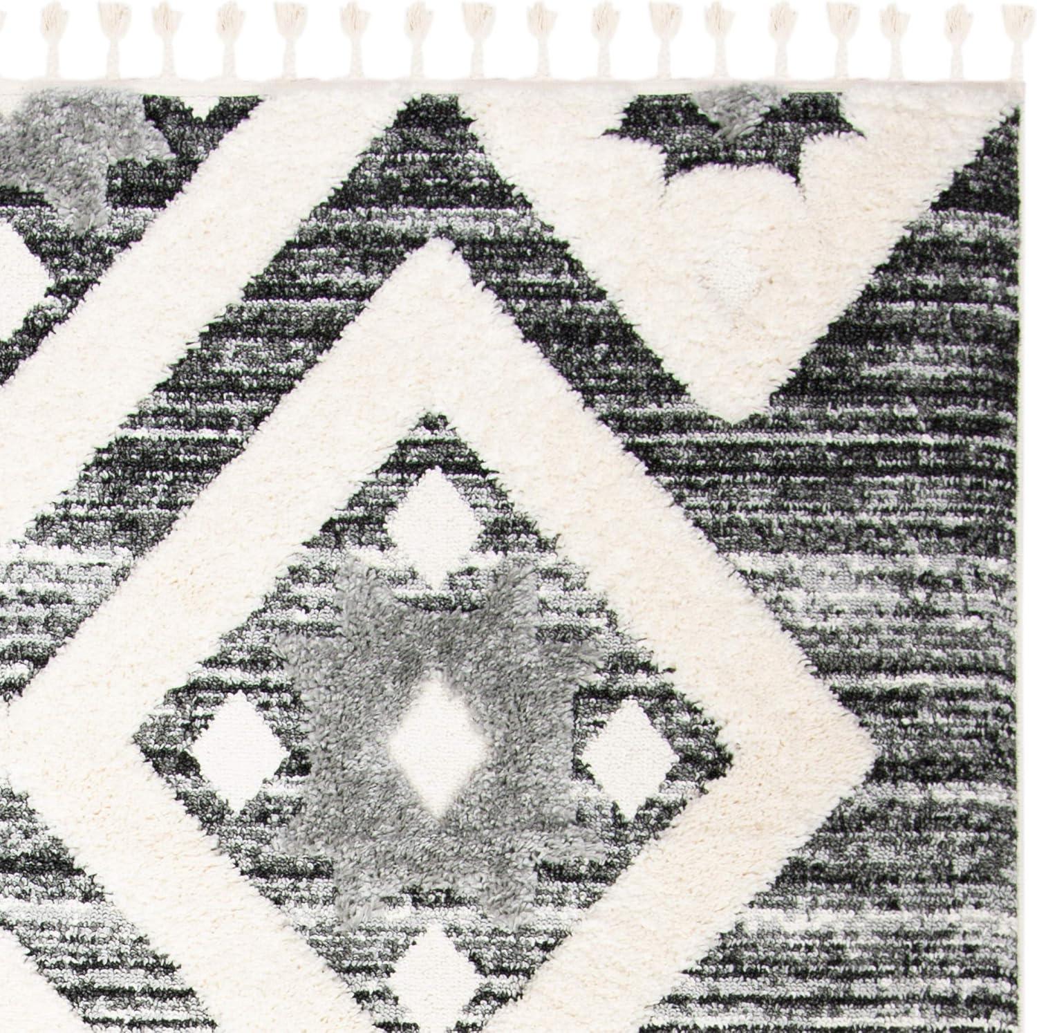 image:imageSAFAVIEH Area Rug 8x10 Moroccan Tassel Shag Collection Large Grey amp Ivory Boho Design NonShedding amp Easy Cleaning Plush Pile Ideal for Living Room Bedroom Dining Space MTS664GGreyIvory