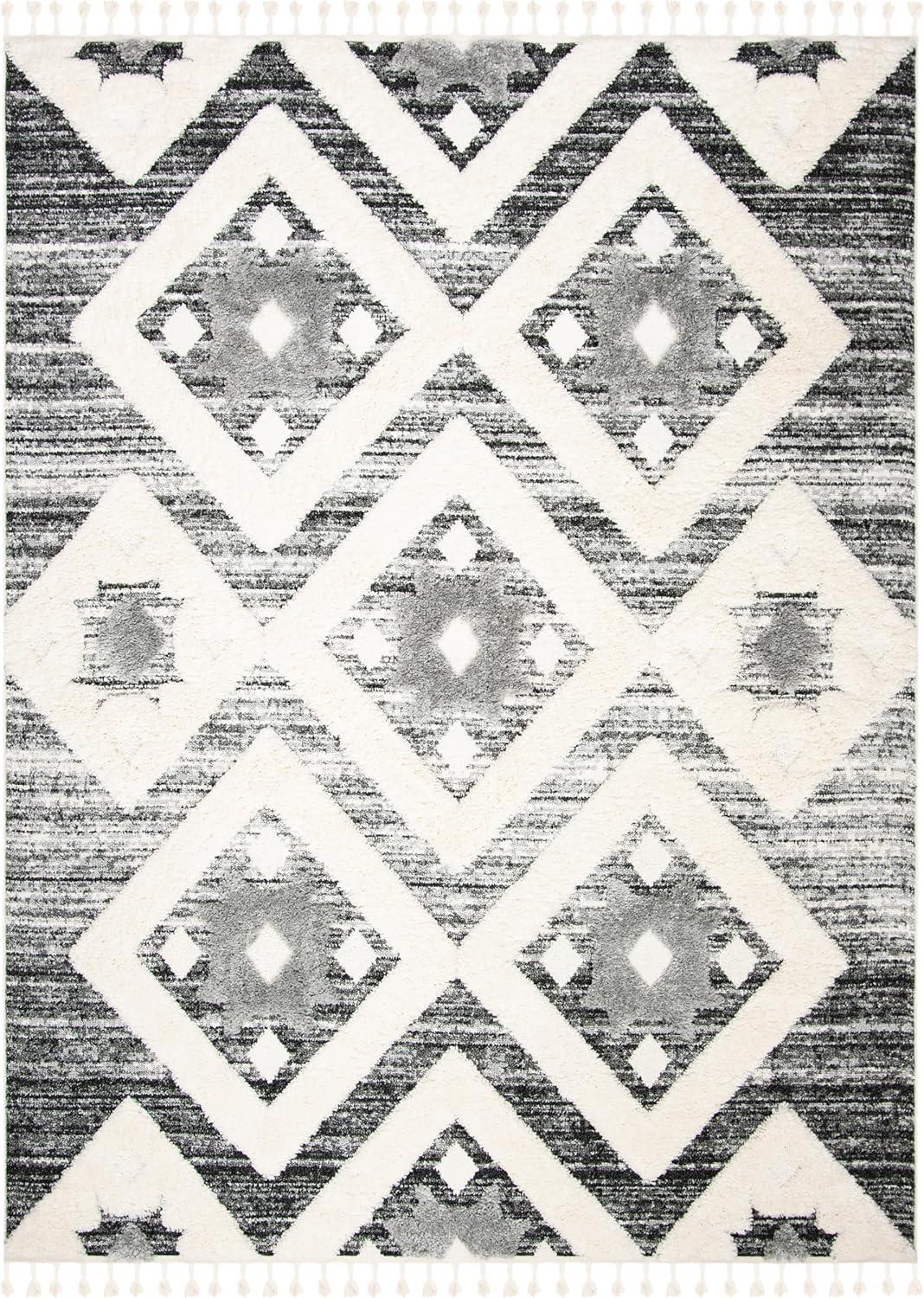image:imageSAFAVIEH Area Rug 8x10 Moroccan Tassel Shag Collection Large Grey amp Ivory Boho Design NonShedding amp Easy Cleaning Plush Pile Ideal for Living Room Bedroom Dining Space MTS664GGreyIvory