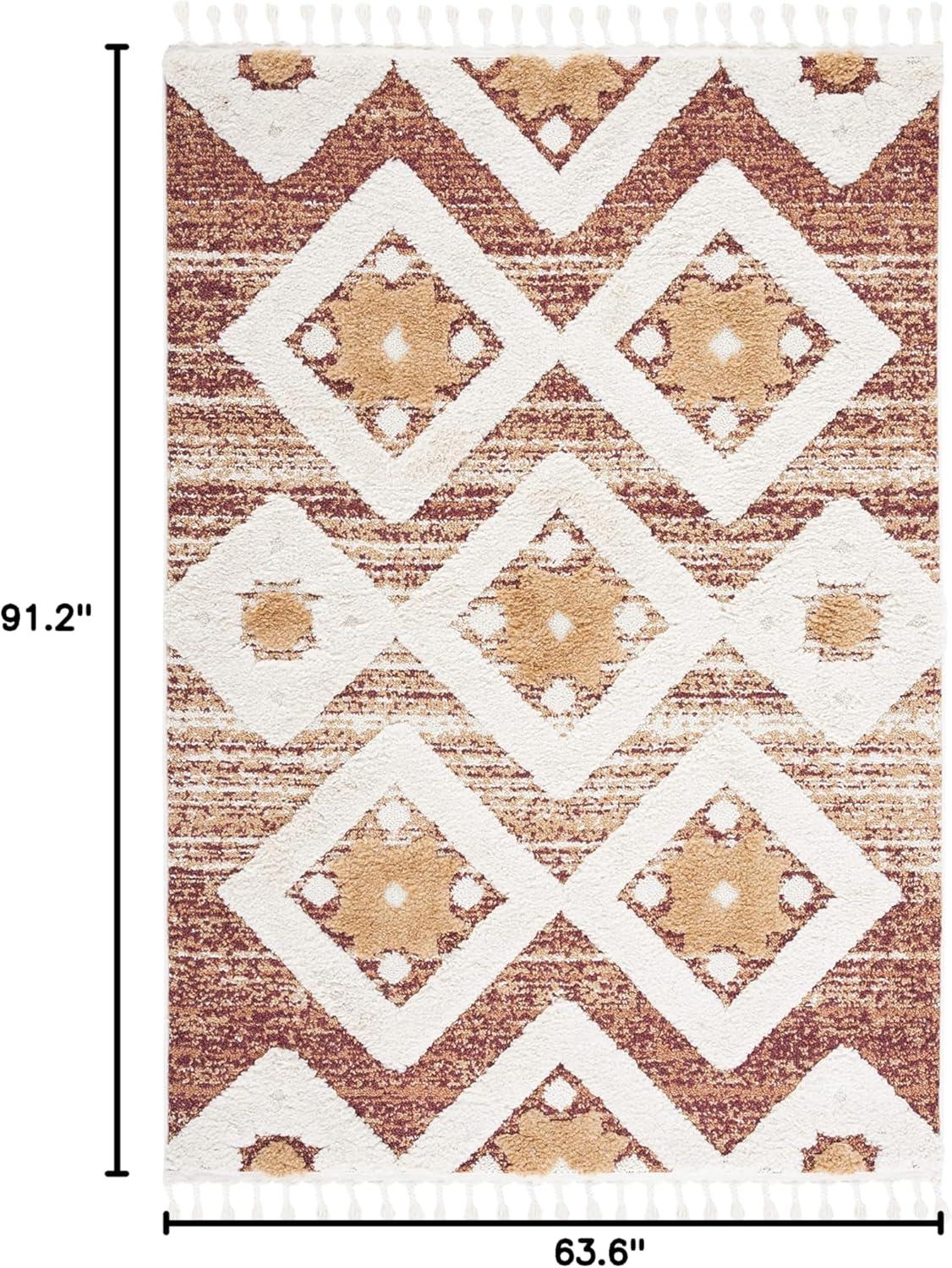 image:imageSAFAVIEH Area Rug 8x10 Moroccan Tassel Shag Collection Large Grey amp Ivory Boho Design NonShedding amp Easy Cleaning Plush Pile Ideal for Living Room Bedroom Dining Space MTS664GRustIvory