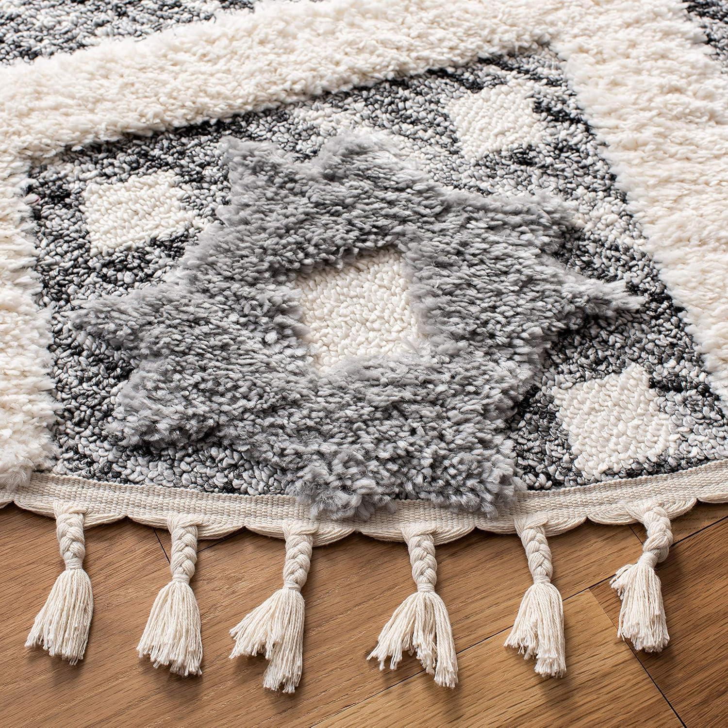 image:imageSAFAVIEH Area Rug 8x10 Moroccan Tassel Shag Collection Large Grey amp Ivory Boho Design NonShedding amp Easy Cleaning Plush Pile Ideal for Living Room Bedroom Dining Space MTS664GGreyIvory