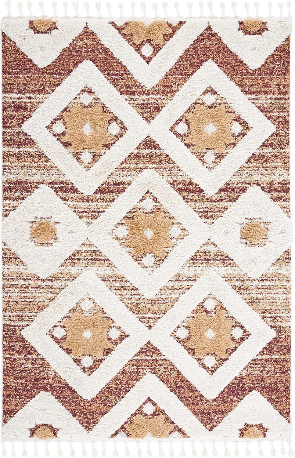 image:imageSAFAVIEH Area Rug 8x10 Moroccan Tassel Shag Collection Large Grey amp Ivory Boho Design NonShedding amp Easy Cleaning Plush Pile Ideal for Living Room Bedroom Dining Space MTS664GRustIvory