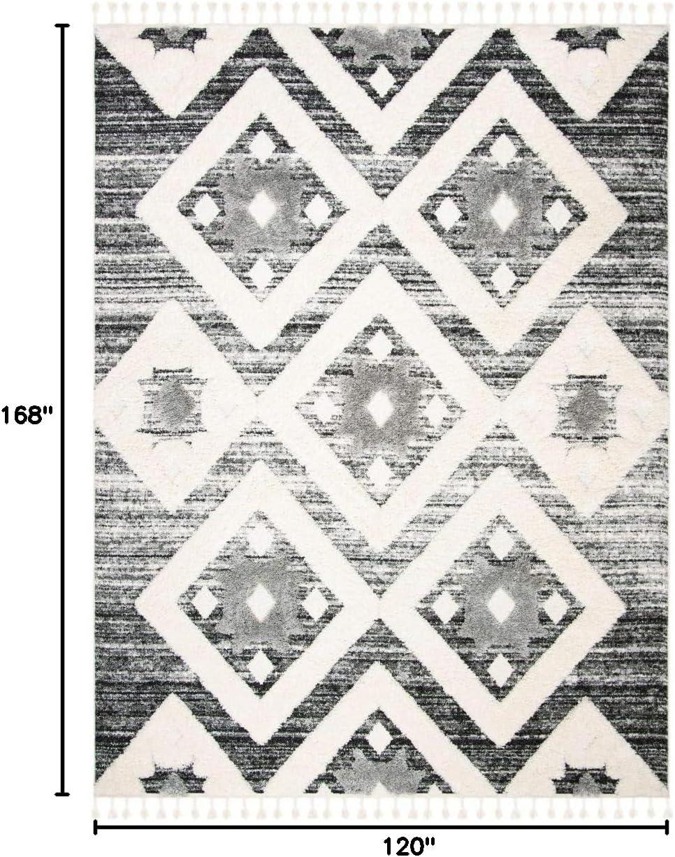 image:imageSAFAVIEH Area Rug 8x10 Moroccan Tassel Shag Collection Large Grey amp Ivory Boho Design NonShedding amp Easy Cleaning Plush Pile Ideal for Living Room Bedroom Dining Space MTS664GGreyIvory