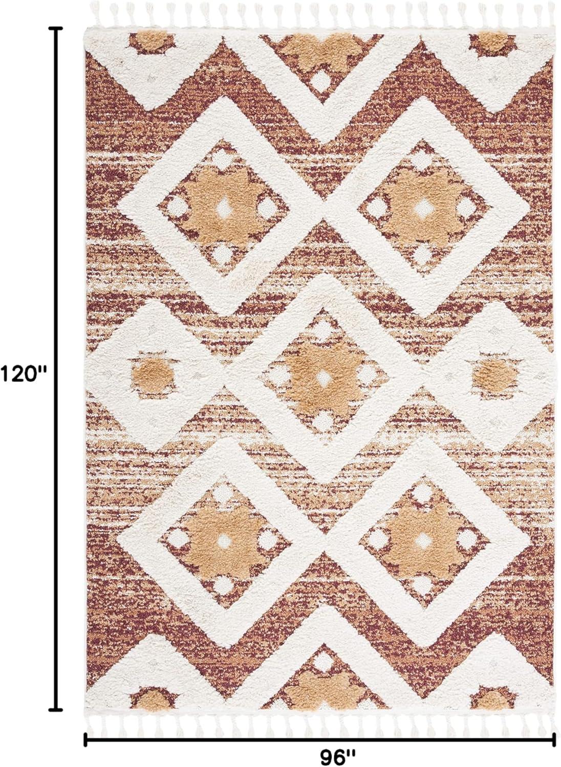 image:imageSAFAVIEH Area Rug 8x10 Moroccan Tassel Shag Collection Large Grey amp Ivory Boho Design NonShedding amp Easy Cleaning Plush Pile Ideal for Living Room Bedroom Dining Space MTS664GRustIvory