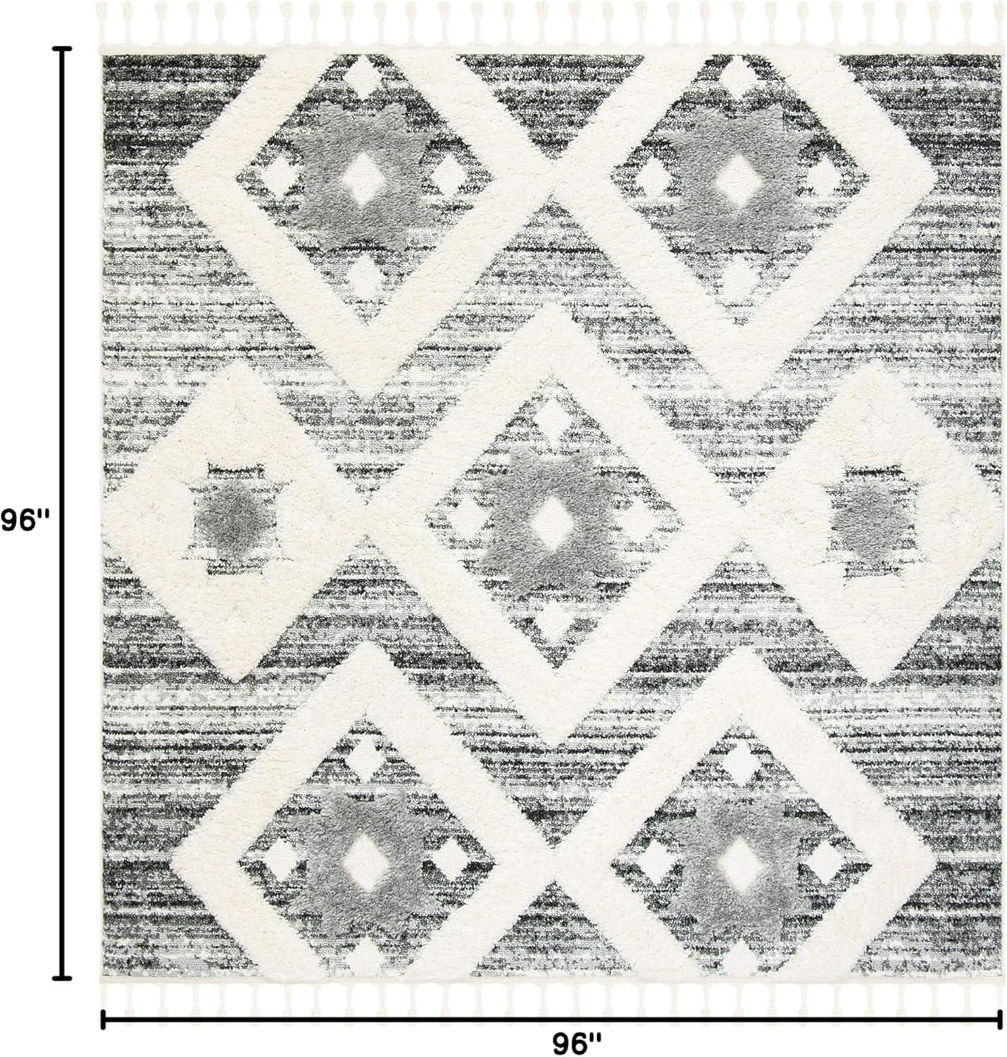 image:imageSAFAVIEH Area Rug 8x10 Moroccan Tassel Shag Collection Large Grey amp Ivory Boho Design NonShedding amp Easy Cleaning Plush Pile Ideal for Living Room Bedroom Dining Space MTS664GGreyIvory