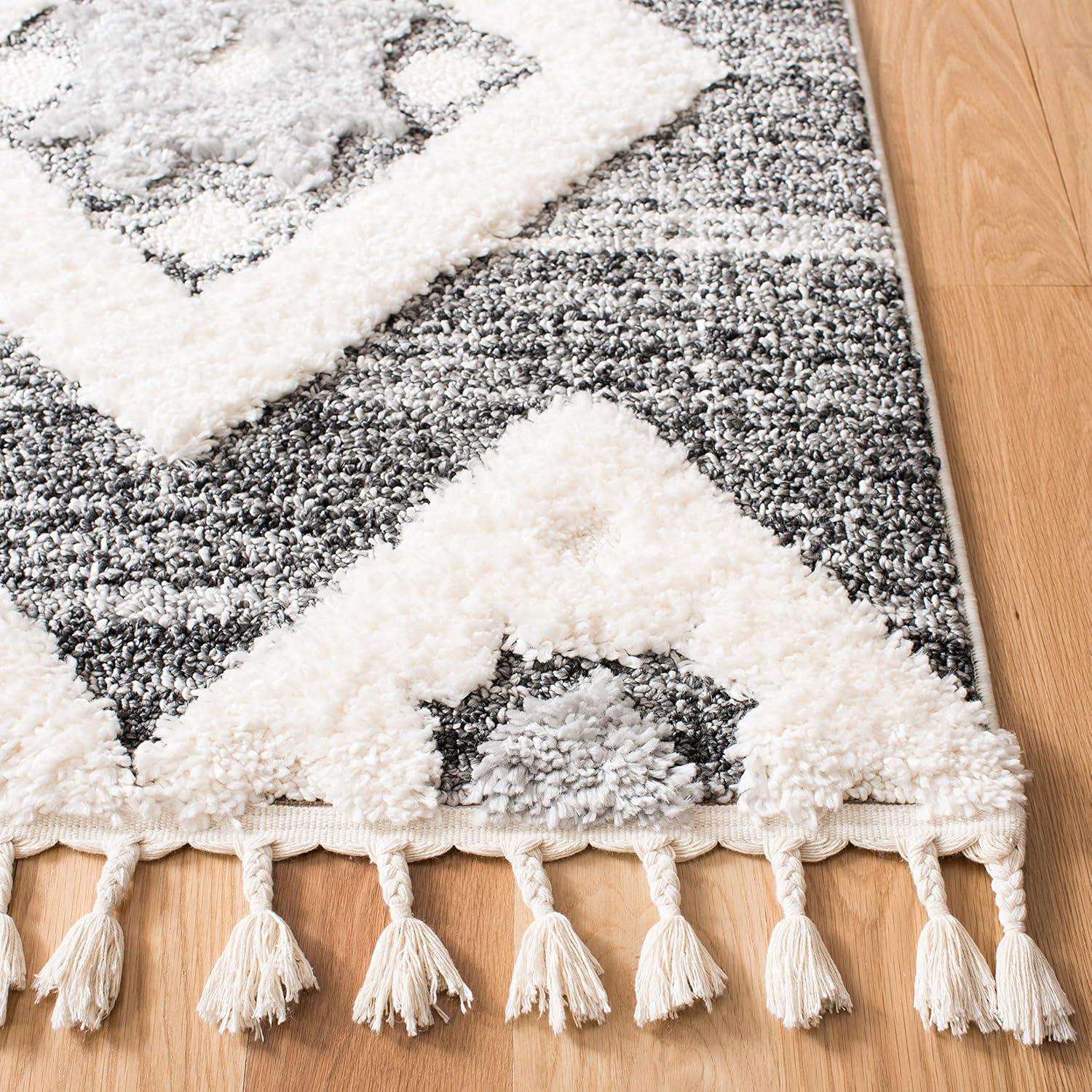 image:imageSAFAVIEH Area Rug 8x10 Moroccan Tassel Shag Collection Large Grey amp Ivory Boho Design NonShedding amp Easy Cleaning Plush Pile Ideal for Living Room Bedroom Dining Space MTS664GGreyIvory