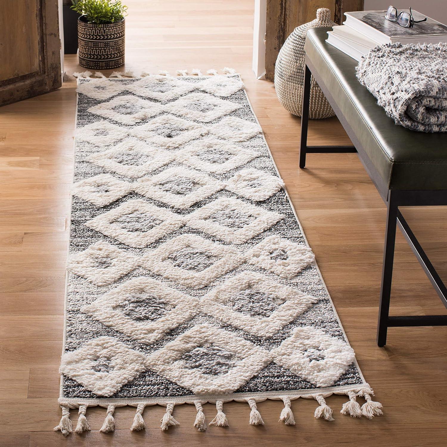 image:imageSAFAVIEH Area Rug 8x10 Moroccan Tassel Shag Collection Large Grey amp Ivory Boho Design NonShedding amp Easy Cleaning Plush Pile Ideal for Living Room Bedroom Dining Space MTS664GGreyIvory