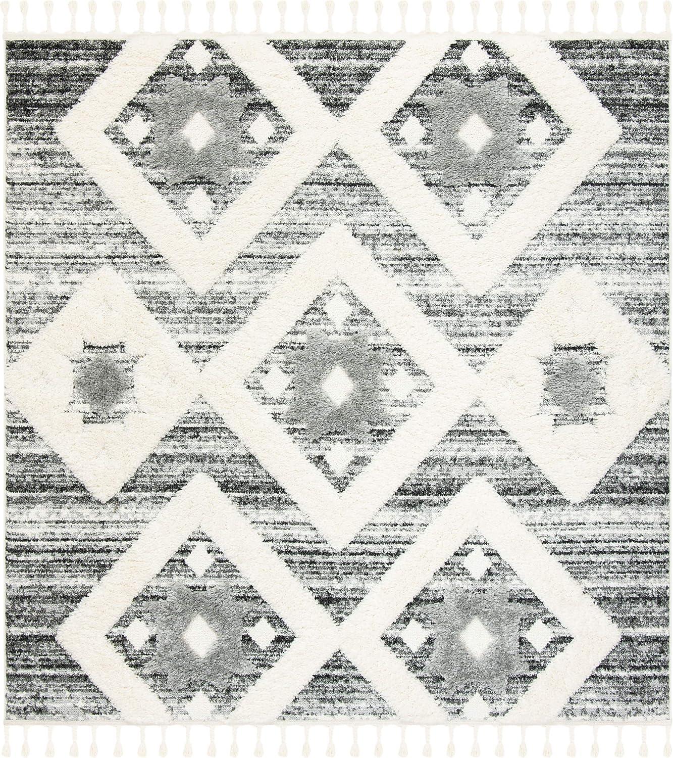 image:imageSAFAVIEH Area Rug 8x10 Moroccan Tassel Shag Collection Large Grey amp Ivory Boho Design NonShedding amp Easy Cleaning Plush Pile Ideal for Living Room Bedroom Dining Space MTS664GGreyIvory