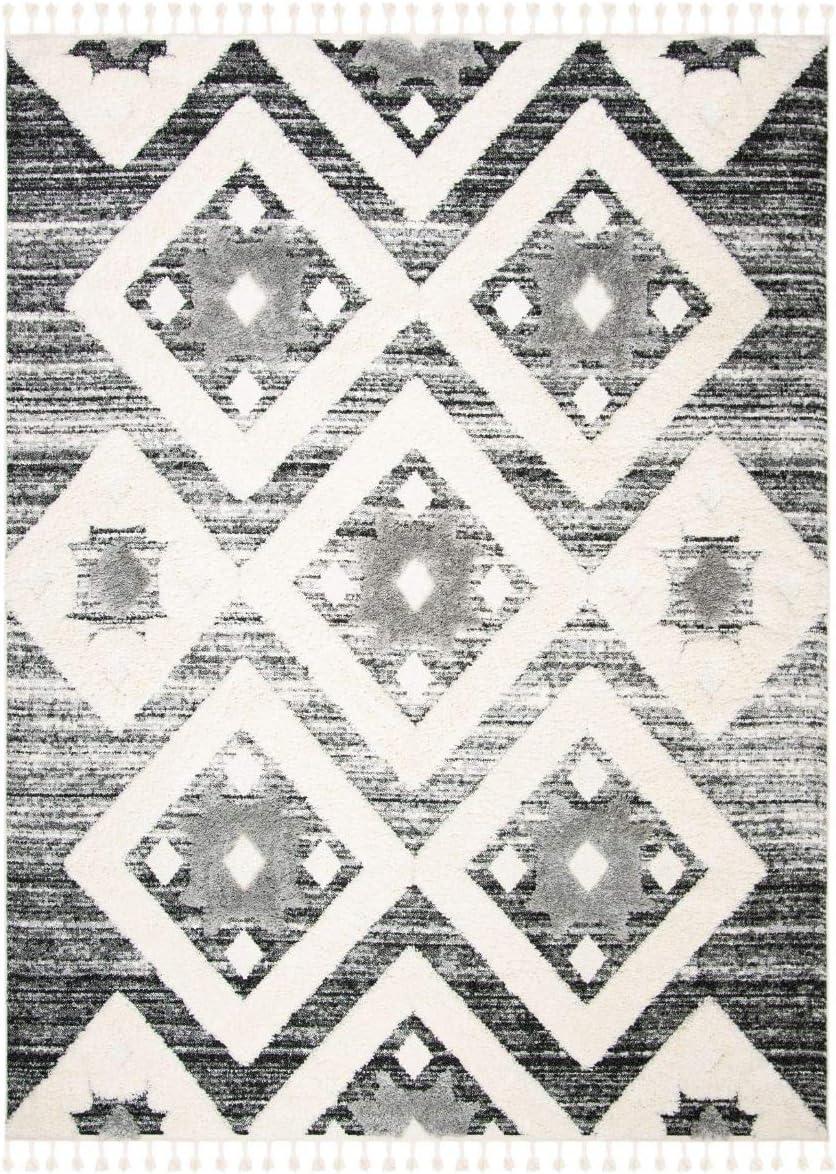 image:imageSAFAVIEH Area Rug 8x10 Moroccan Tassel Shag Collection Large Grey amp Ivory Boho Design NonShedding amp Easy Cleaning Plush Pile Ideal for Living Room Bedroom Dining Space MTS664GGreyIvory