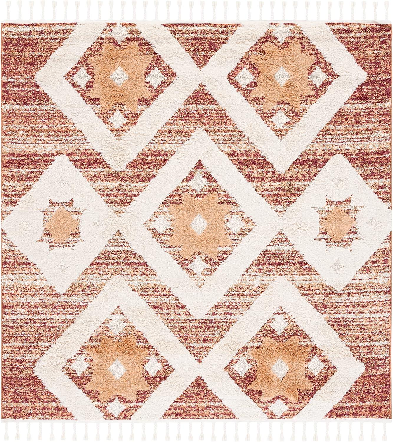 image:imageSAFAVIEH Area Rug 8x10 Moroccan Tassel Shag Collection Large Grey amp Ivory Boho Design NonShedding amp Easy Cleaning Plush Pile Ideal for Living Room Bedroom Dining Space MTS664GRustIvory