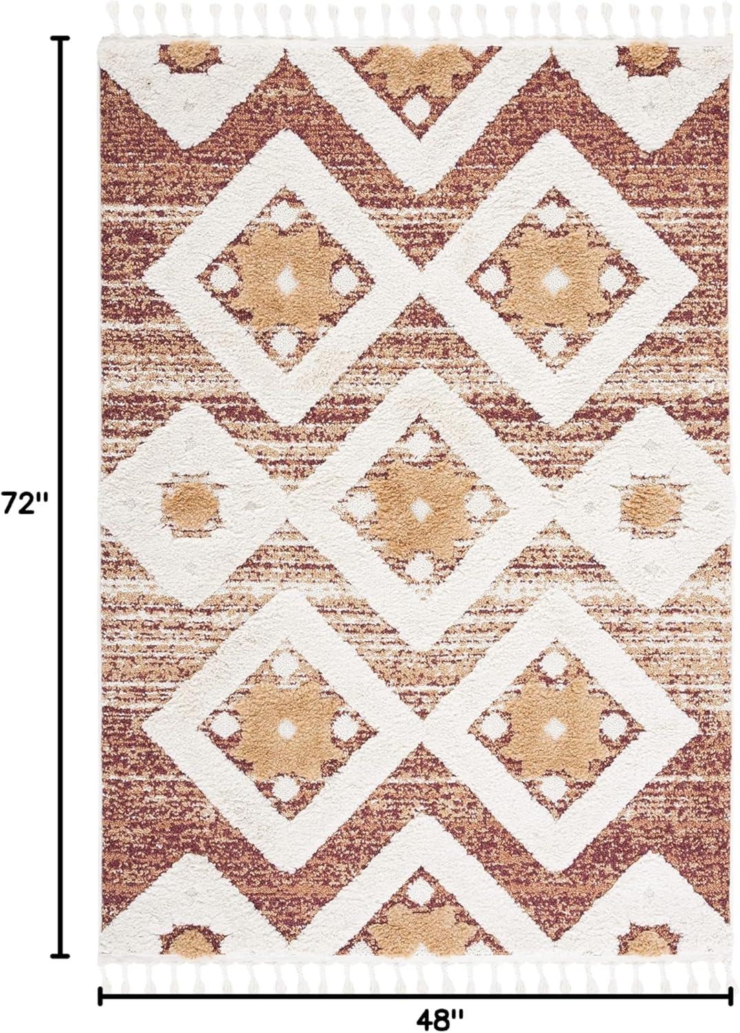 image:imageSAFAVIEH Area Rug 8x10 Moroccan Tassel Shag Collection Large Grey amp Ivory Boho Design NonShedding amp Easy Cleaning Plush Pile Ideal for Living Room Bedroom Dining Space MTS664GRustIvory