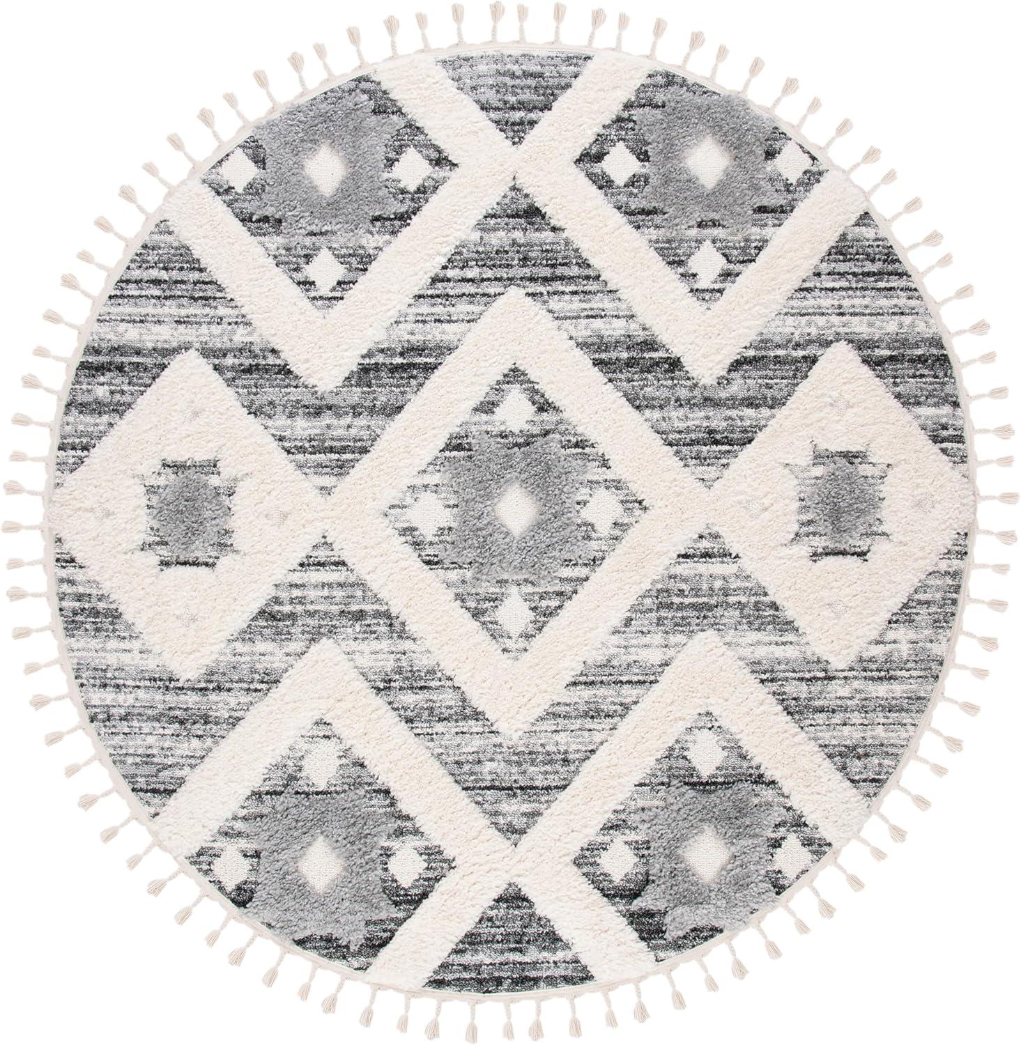 image:imageSAFAVIEH Area Rug 8x10 Moroccan Tassel Shag Collection Large Grey amp Ivory Boho Design NonShedding amp Easy Cleaning Plush Pile Ideal for Living Room Bedroom Dining Space MTS664GGreyIvory