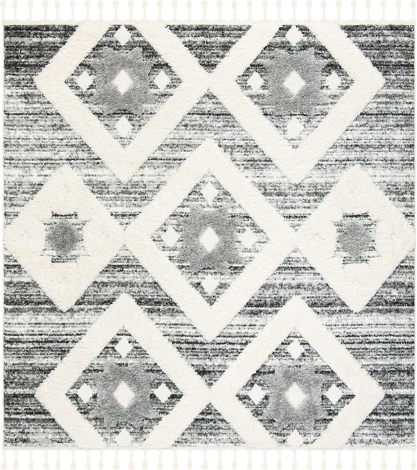 image:imageSAFAVIEH Area Rug 8x10 Moroccan Tassel Shag Collection Large Grey amp Ivory Boho Design NonShedding amp Easy Cleaning Plush Pile Ideal for Living Room Bedroom Dining Space MTS664GGreyIvory