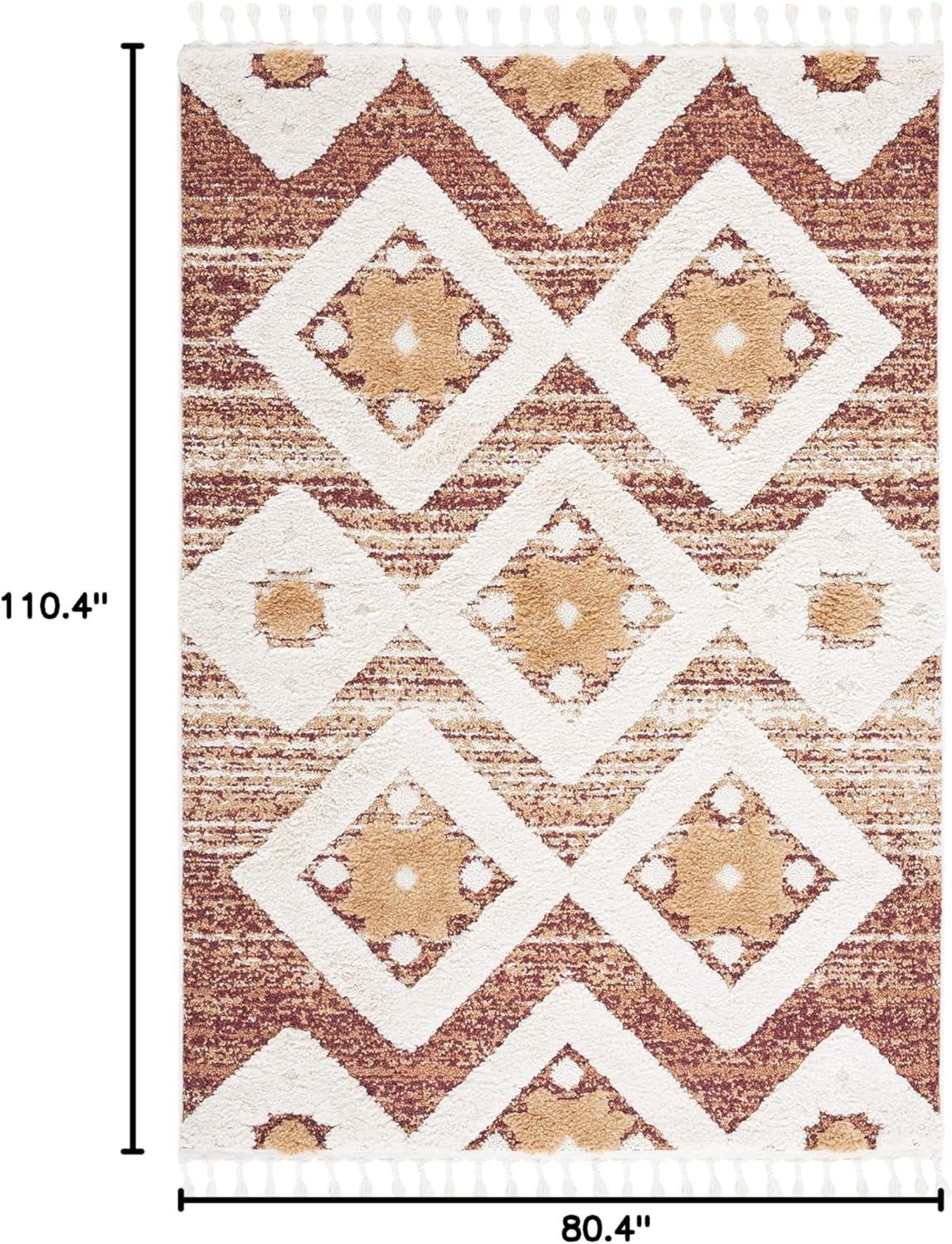 image:imageSAFAVIEH Area Rug 8x10 Moroccan Tassel Shag Collection Large Grey amp Ivory Boho Design NonShedding amp Easy Cleaning Plush Pile Ideal for Living Room Bedroom Dining Space MTS664GRustIvory
