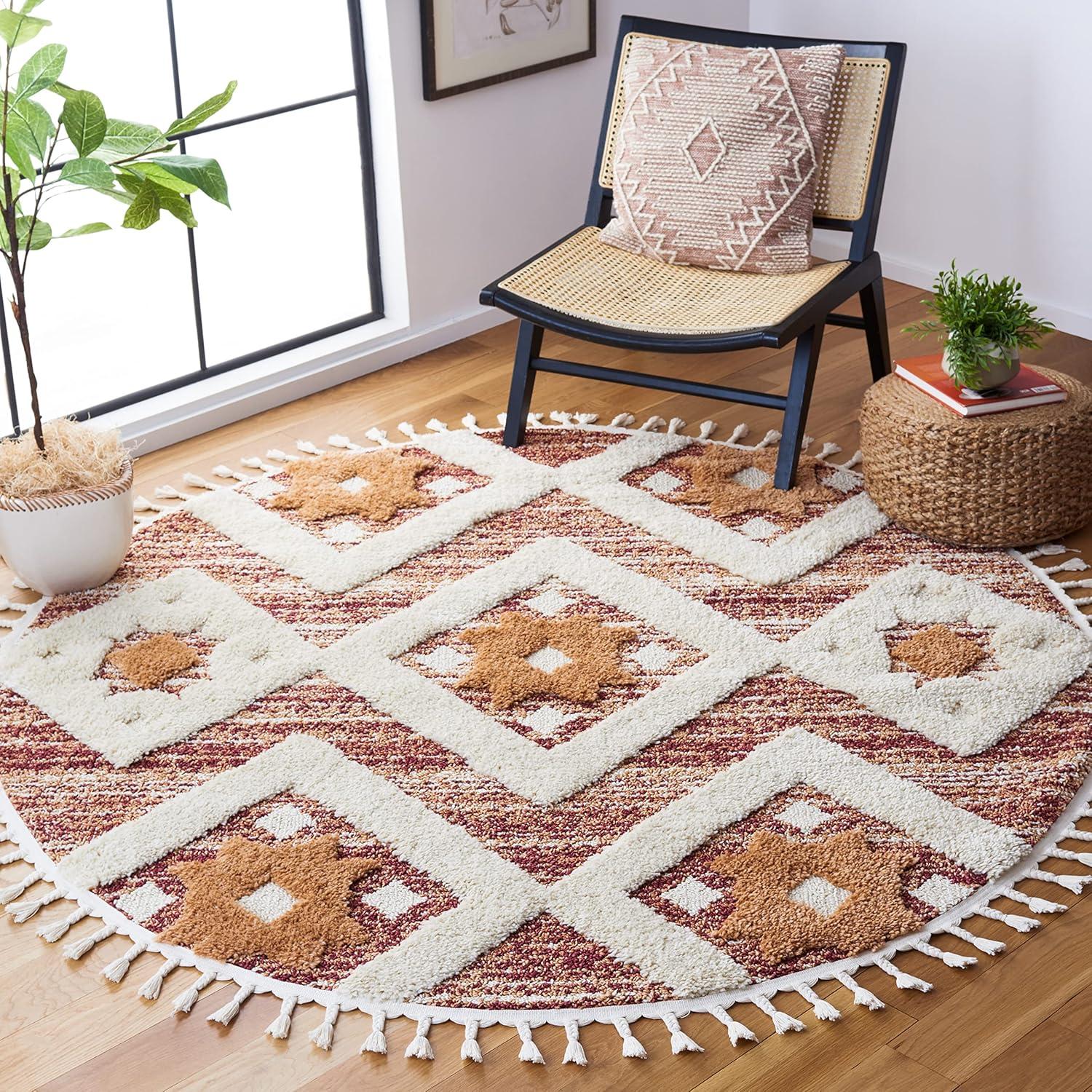 image:imageSAFAVIEH Area Rug 8x10 Moroccan Tassel Shag Collection Large Grey amp Ivory Boho Design NonShedding amp Easy Cleaning Plush Pile Ideal for Living Room Bedroom Dining Space MTS664GRustIvory