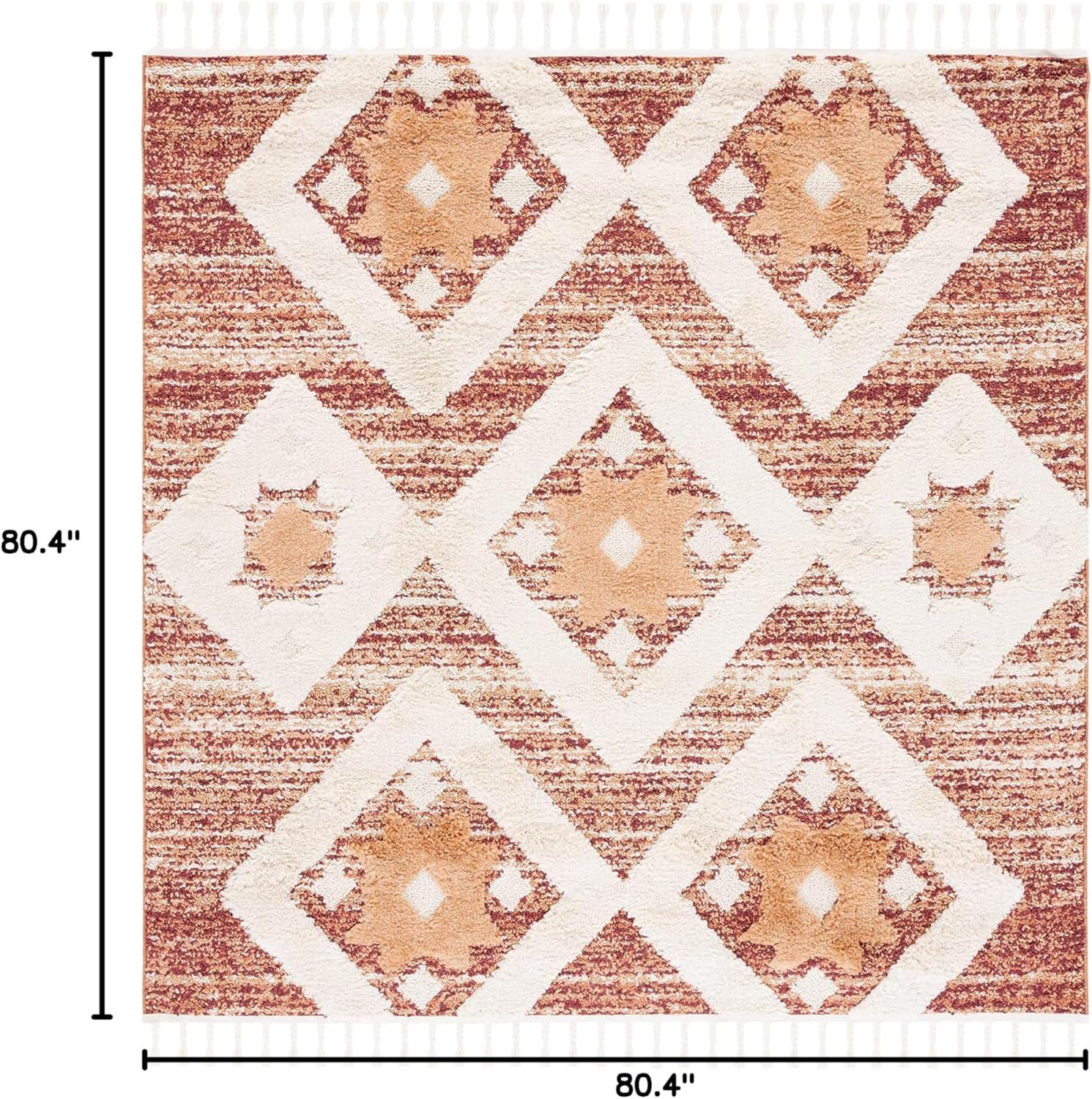 image:imageSAFAVIEH Area Rug 8x10 Moroccan Tassel Shag Collection Large Grey amp Ivory Boho Design NonShedding amp Easy Cleaning Plush Pile Ideal for Living Room Bedroom Dining Space MTS664GRustIvory