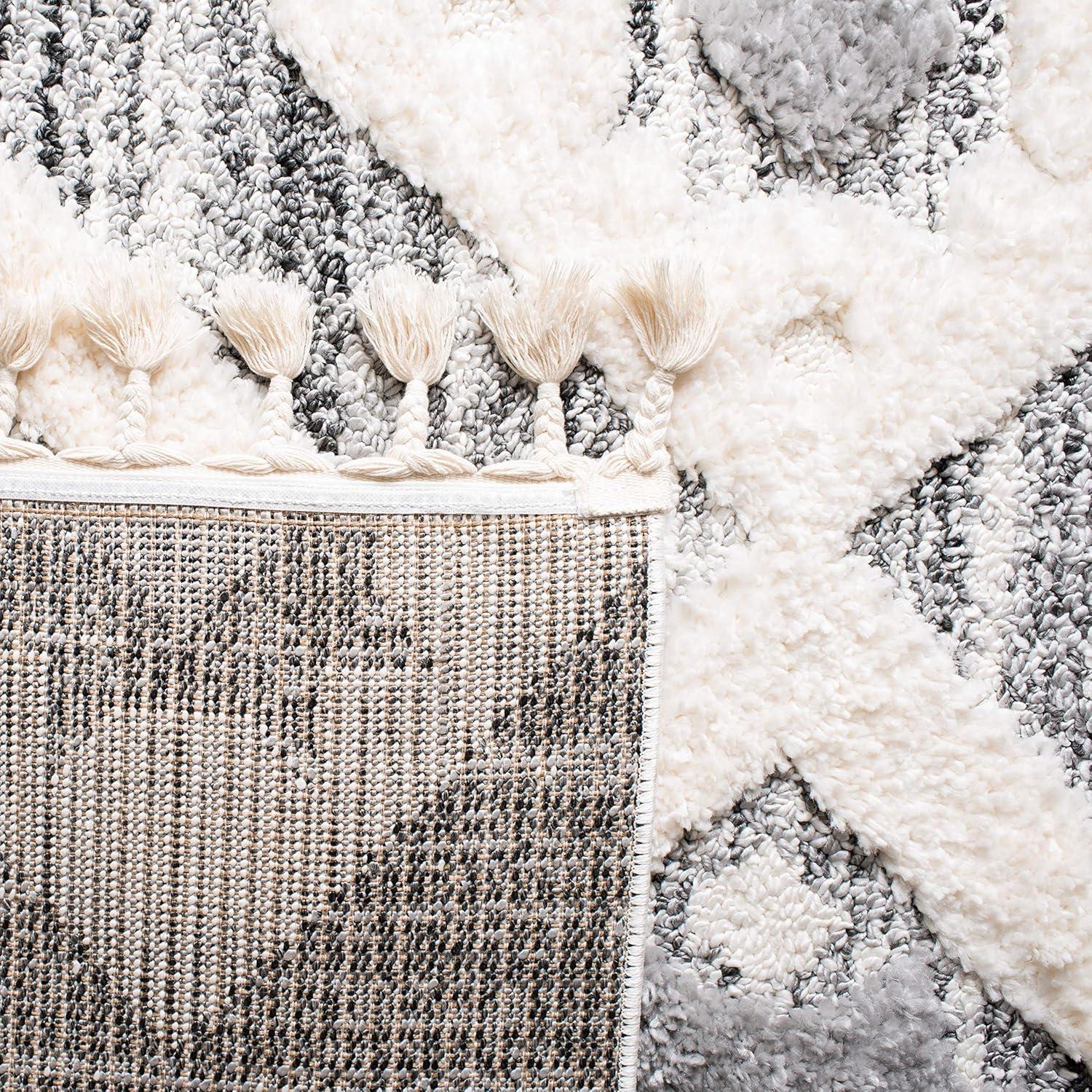 image:imageSAFAVIEH Area Rug 8x10 Moroccan Tassel Shag Collection Large Grey amp Ivory Boho Design NonShedding amp Easy Cleaning Plush Pile Ideal for Living Room Bedroom Dining Space MTS664GGreyIvory