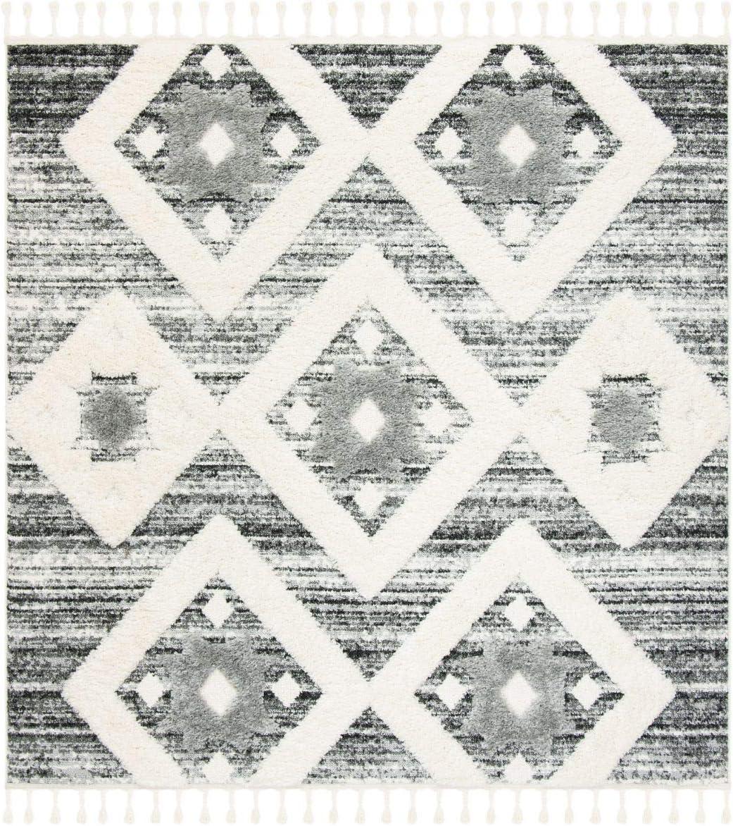 image:imageSAFAVIEH Area Rug 8x10 Moroccan Tassel Shag Collection Large Grey amp Ivory Boho Design NonShedding amp Easy Cleaning Plush Pile Ideal for Living Room Bedroom Dining Space MTS664GGreyIvory