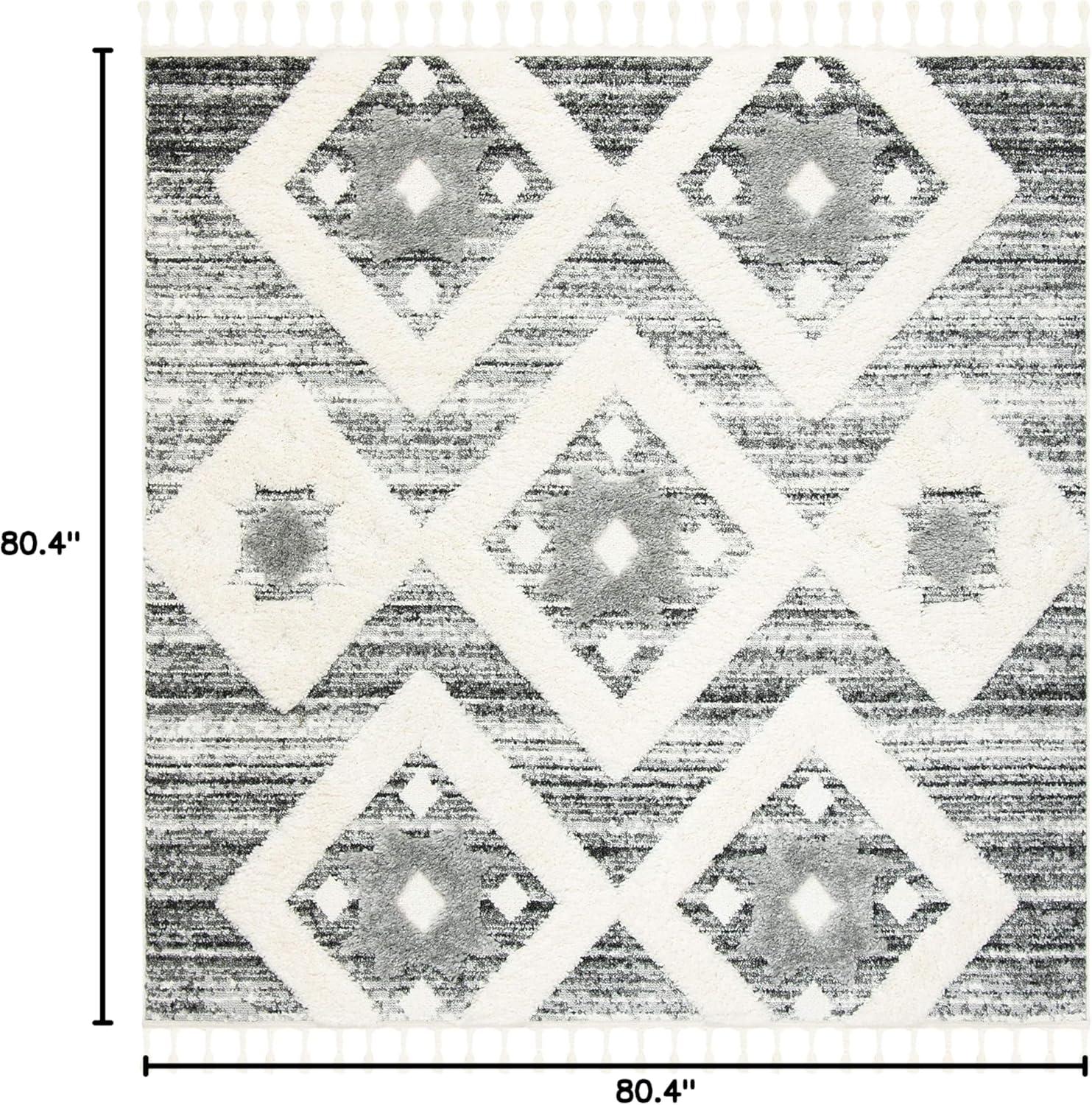 image:imageSAFAVIEH Area Rug 8x10 Moroccan Tassel Shag Collection Large Grey amp Ivory Boho Design NonShedding amp Easy Cleaning Plush Pile Ideal for Living Room Bedroom Dining Space MTS664GGreyIvory
