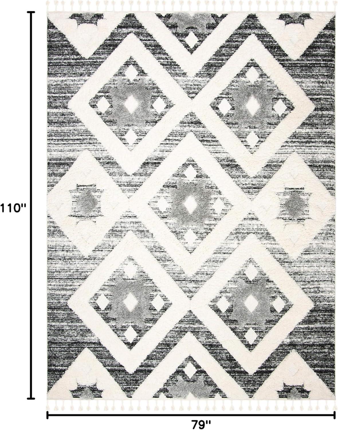image:imageSAFAVIEH Area Rug 8x10 Moroccan Tassel Shag Collection Large Grey amp Ivory Boho Design NonShedding amp Easy Cleaning Plush Pile Ideal for Living Room Bedroom Dining Space MTS664GGreyIvory