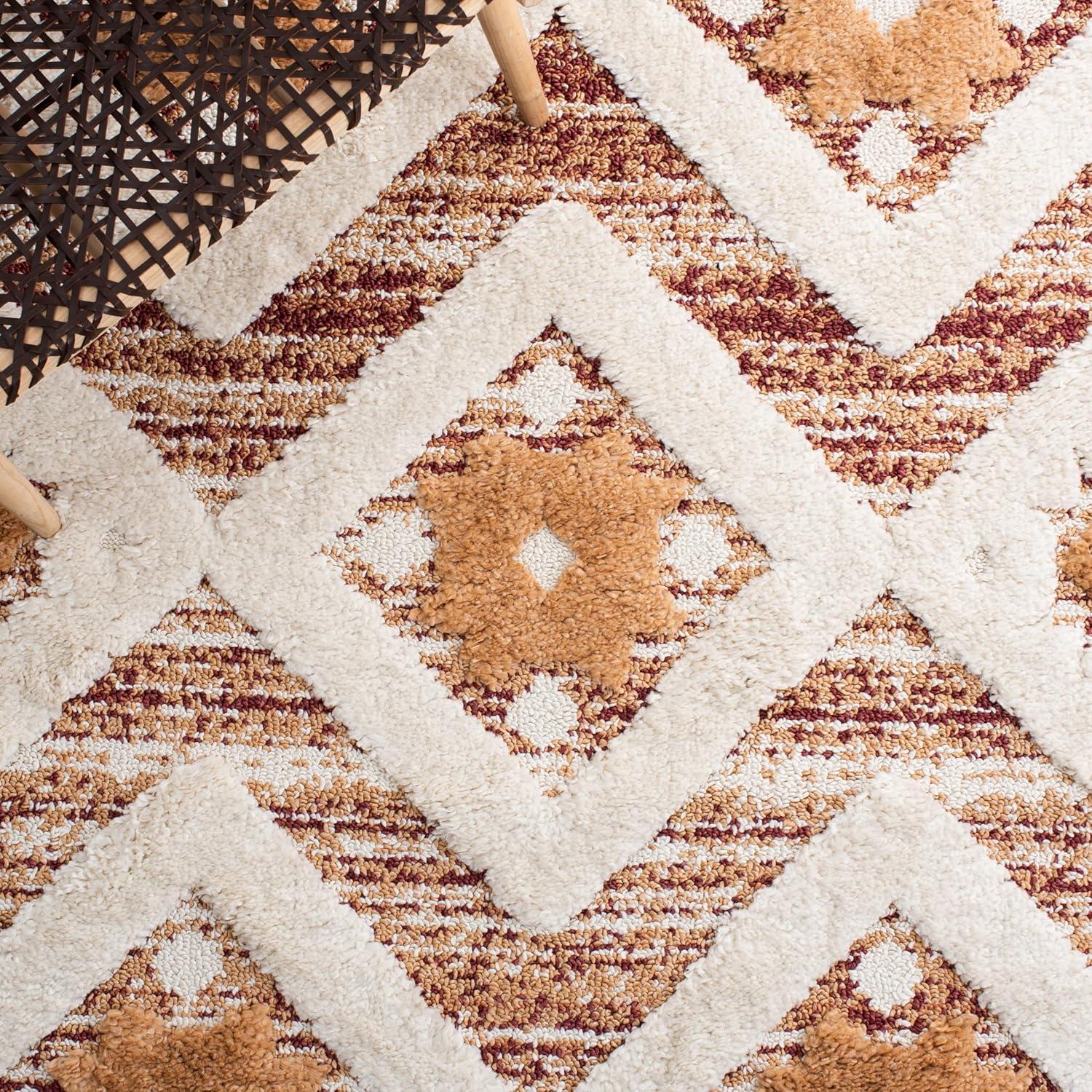 image:imageSAFAVIEH Area Rug 8x10 Moroccan Tassel Shag Collection Large Grey amp Ivory Boho Design NonShedding amp Easy Cleaning Plush Pile Ideal for Living Room Bedroom Dining Space MTS664GRustIvory