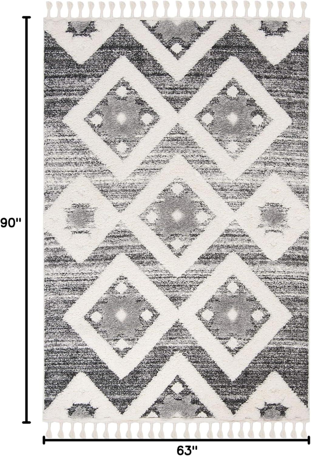 image:imageSAFAVIEH Area Rug 8x10 Moroccan Tassel Shag Collection Large Grey amp Ivory Boho Design NonShedding amp Easy Cleaning Plush Pile Ideal for Living Room Bedroom Dining Space MTS664GGreyIvory