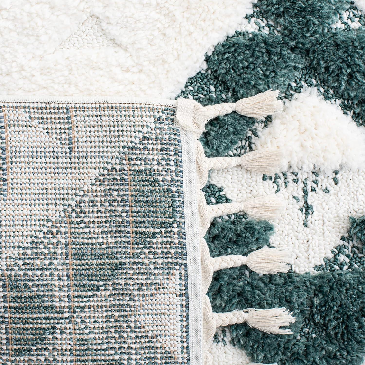 image:imageSAFAVIEH Area Rug 8x10 Moroccan Tassel Shag Collection Large Ivory amp Brown NonShedding amp Easy to Clean Plush HighLow Texture Ideal for Living Room Bedroom Dining Space MTS688AGreenIvory