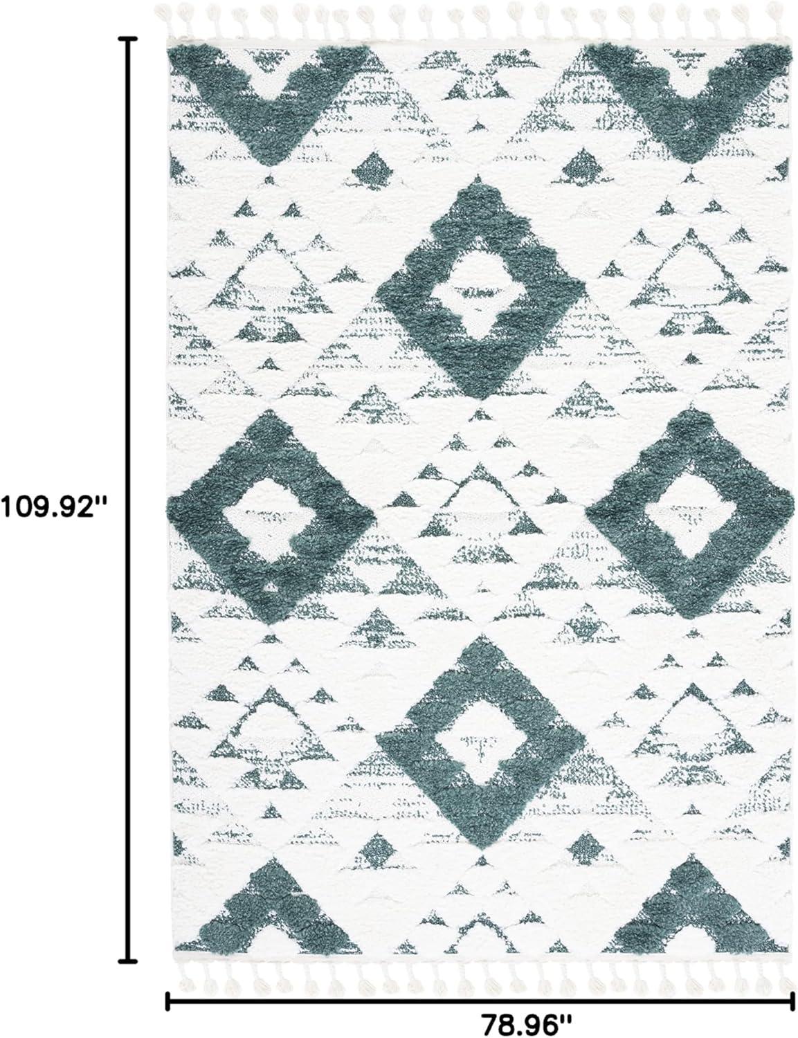 image:imageSAFAVIEH Area Rug 8x10 Moroccan Tassel Shag Collection Large Ivory amp Brown NonShedding amp Easy to Clean Plush HighLow Texture Ideal for Living Room Bedroom Dining Space MTS688AGreenIvory