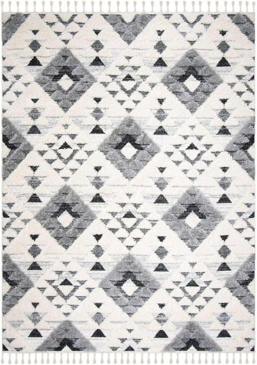 image:imageSAFAVIEH Area Rug 8x10 Moroccan Tassel Shag Collection Large Ivory amp Brown NonShedding amp Easy to Clean Plush HighLow Texture Ideal for Living Room Bedroom Dining Space MTS688AIvoryGrey