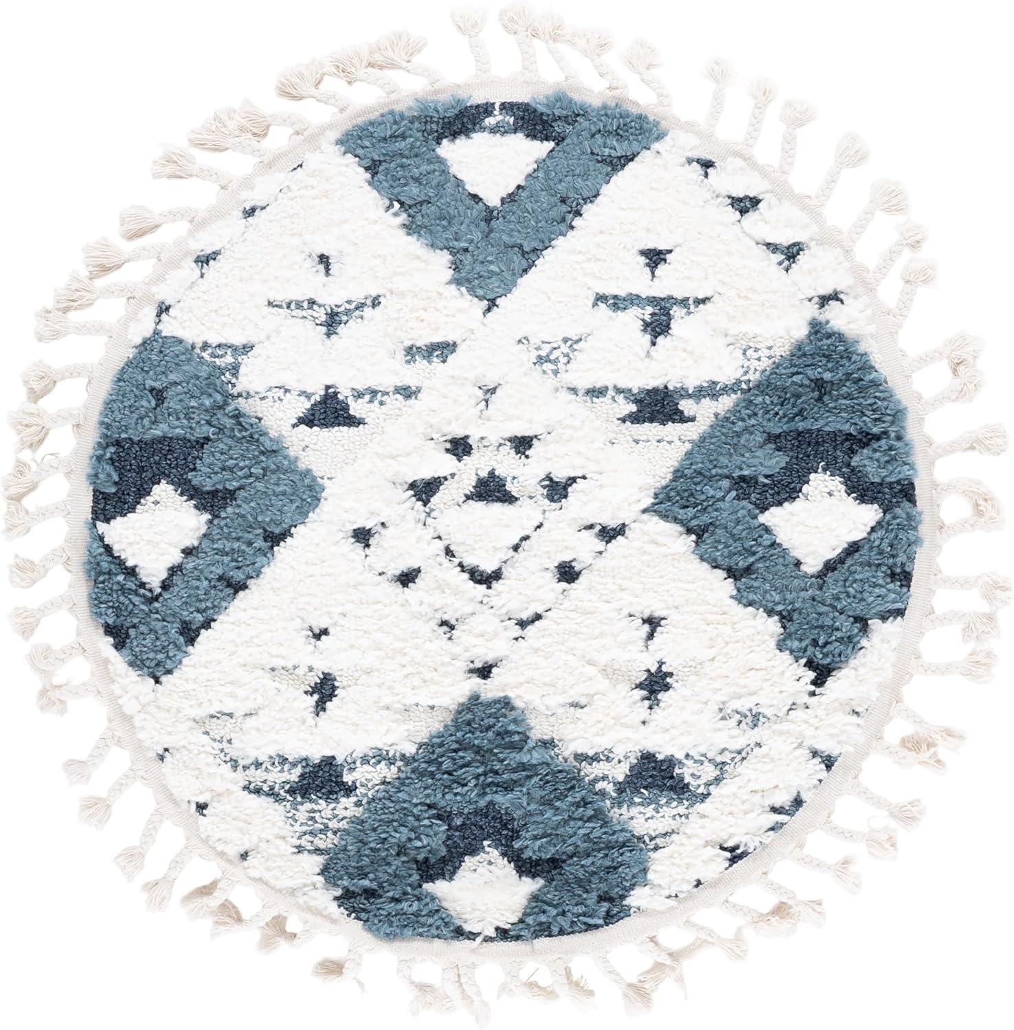 image:imageSAFAVIEH Area Rug 8x10 Moroccan Tassel Shag Collection Large Ivory amp Brown NonShedding amp Easy to Clean Plush HighLow Texture Ideal for Living Room Bedroom Dining Space MTS688ABlueIvory