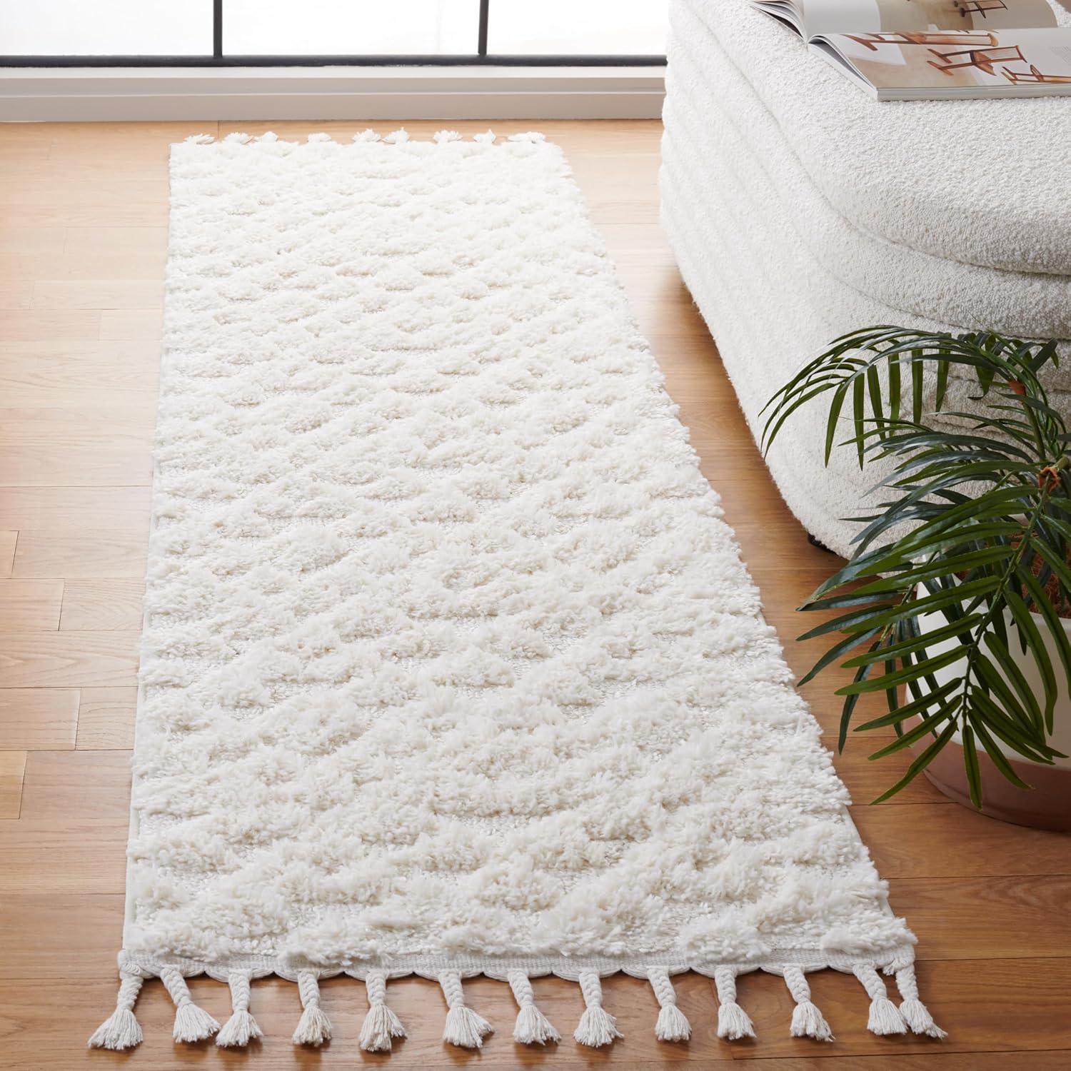 image:imageSAFAVIEH Area Rug 8x10 Moroccan Tassel Shag Collection Large Ivory amp Brown NonShedding amp Easy to Clean Plush HighLow Texture Ideal for Living Room Bedroom Dining Space MTS688AIvory