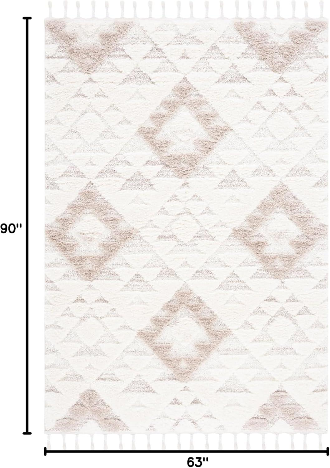 image:imageSAFAVIEH Area Rug 8x10 Moroccan Tassel Shag Collection Large Ivory amp Brown NonShedding amp Easy to Clean Plush HighLow Texture Ideal for Living Room Bedroom Dining Space MTS688AIvoryBeige