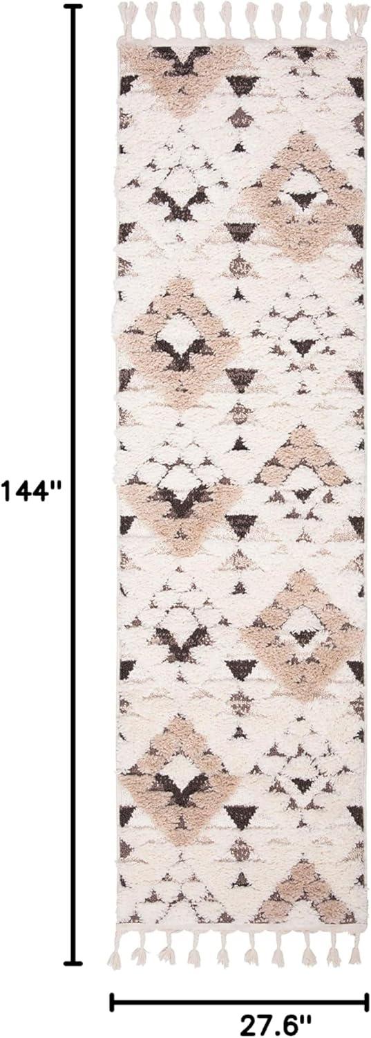 image:imageSAFAVIEH Area Rug 8x10 Moroccan Tassel Shag Collection Large Ivory amp Brown NonShedding amp Easy to Clean Plush HighLow Texture Ideal for Living Room Bedroom Dining Space MTS688AIvoryBrown