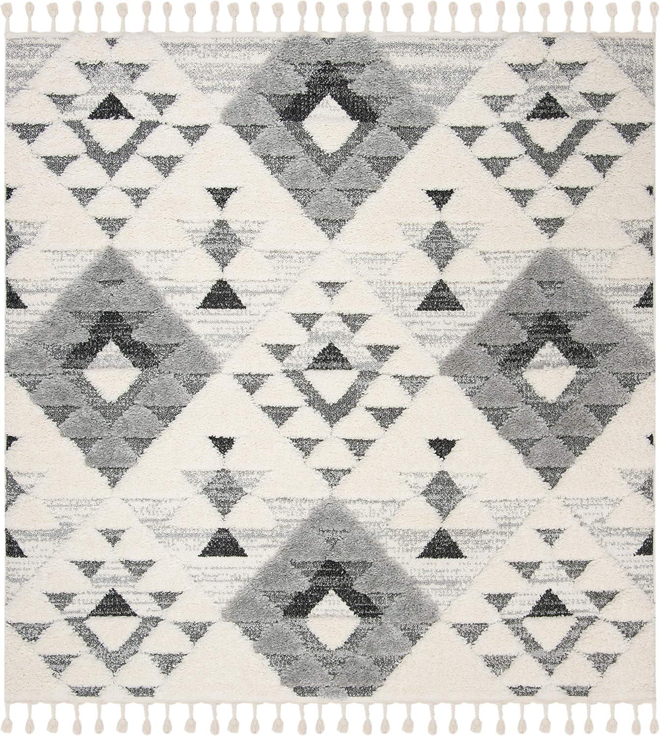 image:imageSAFAVIEH Area Rug 8x10 Moroccan Tassel Shag Collection Large Ivory amp Brown NonShedding amp Easy to Clean Plush HighLow Texture Ideal for Living Room Bedroom Dining Space MTS688AIvoryGrey