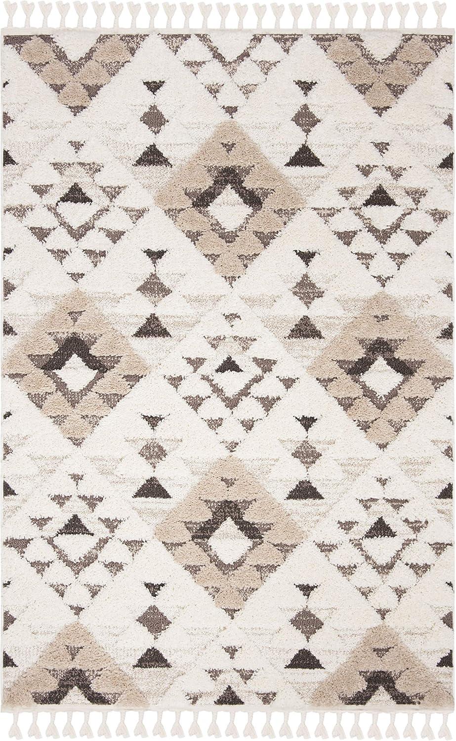image:imageSAFAVIEH Area Rug 8x10 Moroccan Tassel Shag Collection Large Ivory amp Brown NonShedding amp Easy to Clean Plush HighLow Texture Ideal for Living Room Bedroom Dining Space MTS688AIvoryBrown