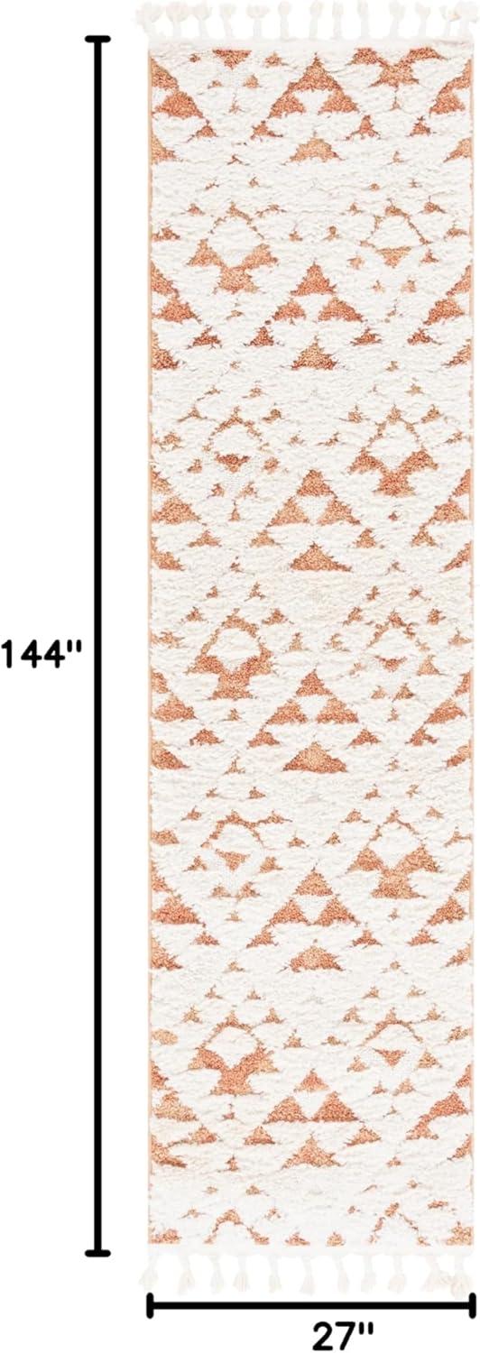 image:imageSAFAVIEH Area Rug 8x10 Moroccan Tassel Shag Collection Large Ivory amp Brown NonShedding amp Easy to Clean Plush HighLow Texture Ideal for Living Room Bedroom Dining Space MTS688AIvoryBrick Rust