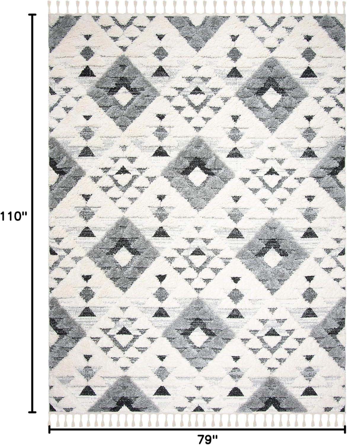 image:imageSAFAVIEH Area Rug 8x10 Moroccan Tassel Shag Collection Large Ivory amp Brown NonShedding amp Easy to Clean Plush HighLow Texture Ideal for Living Room Bedroom Dining Space MTS688AIvoryGrey