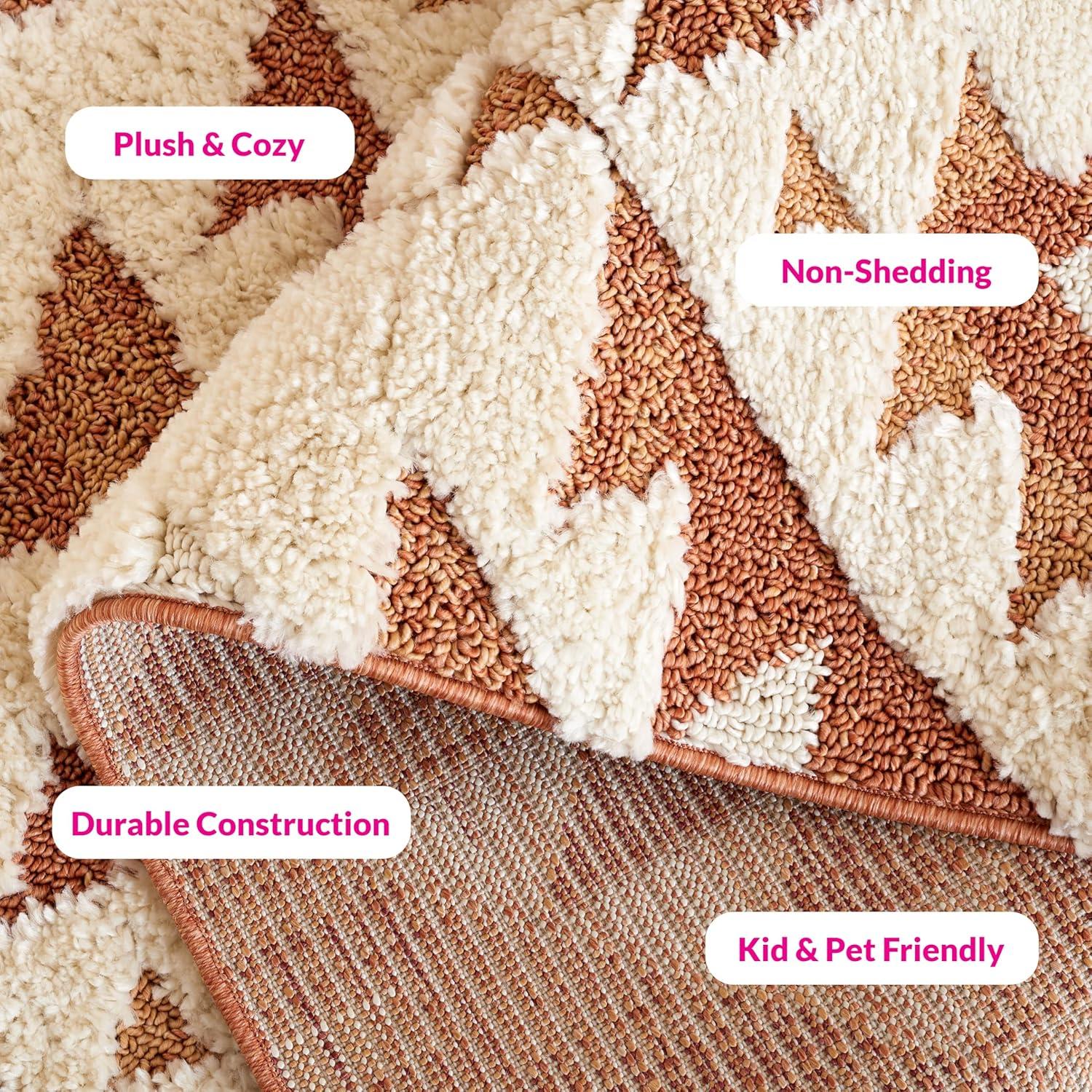 image:imageSAFAVIEH Area Rug 8x10 Moroccan Tassel Shag Collection Large Ivory amp Brown NonShedding amp Easy to Clean Plush HighLow Texture Ideal for Living Room Bedroom Dining Space MTS688AIvoryBrick Rust