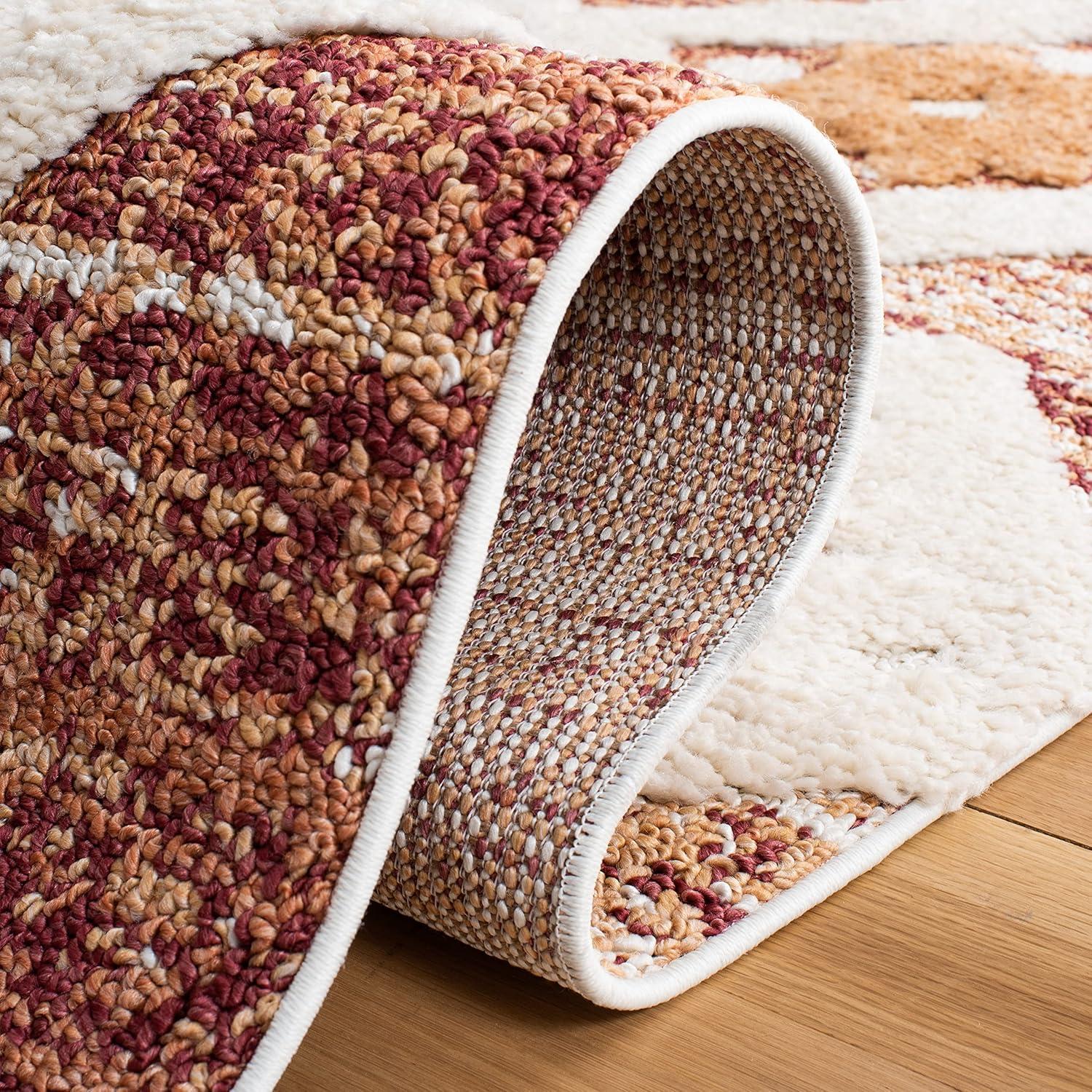 image:imageSAFAVIEH Area Rug 8x10 Moroccan Tassel Shag Collection Large Ivory amp Brown NonShedding amp Easy to Clean Plush HighLow Texture Ideal for Living Room Bedroom Dining Space MTS688ABlueIvory