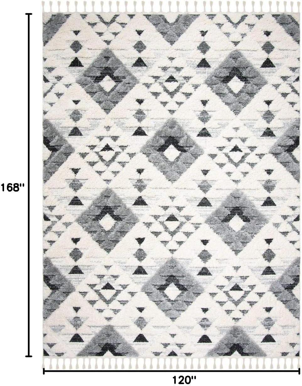image:imageSAFAVIEH Area Rug 8x10 Moroccan Tassel Shag Collection Large Ivory amp Brown NonShedding amp Easy to Clean Plush HighLow Texture Ideal for Living Room Bedroom Dining Space MTS688AIvoryGrey